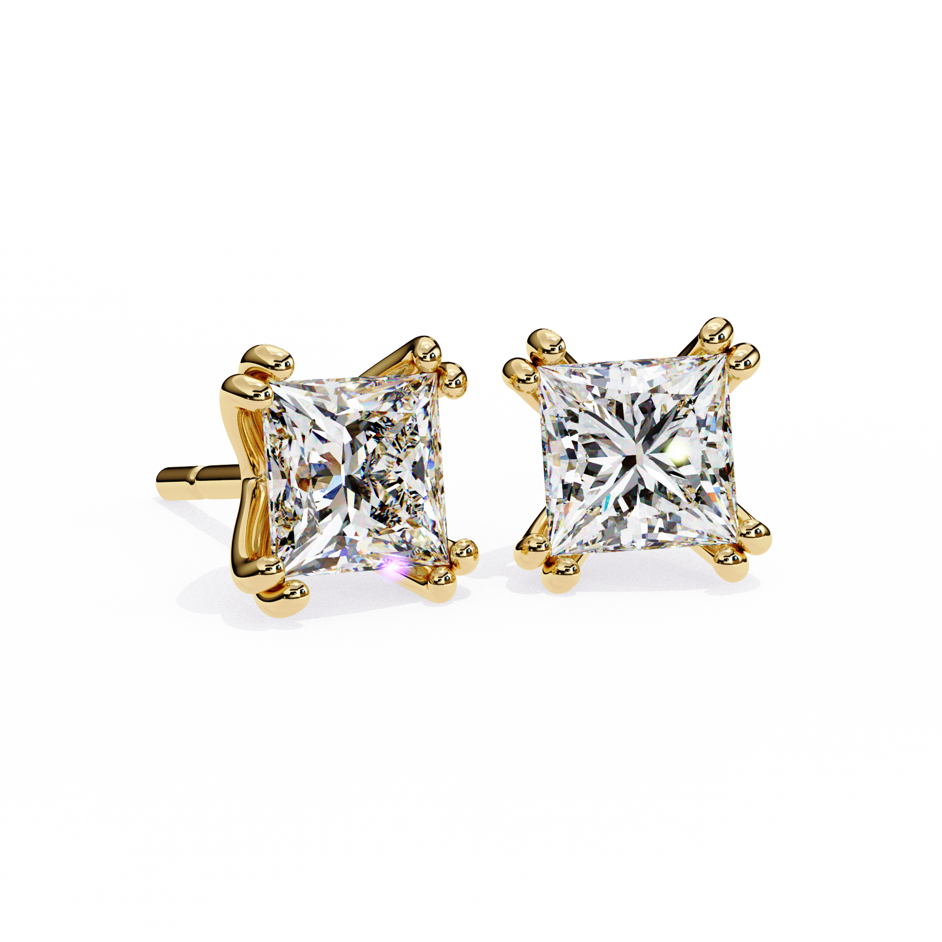 Princess-Cut Lab-grown Diamond Solitaire Studs in 10K White Gold