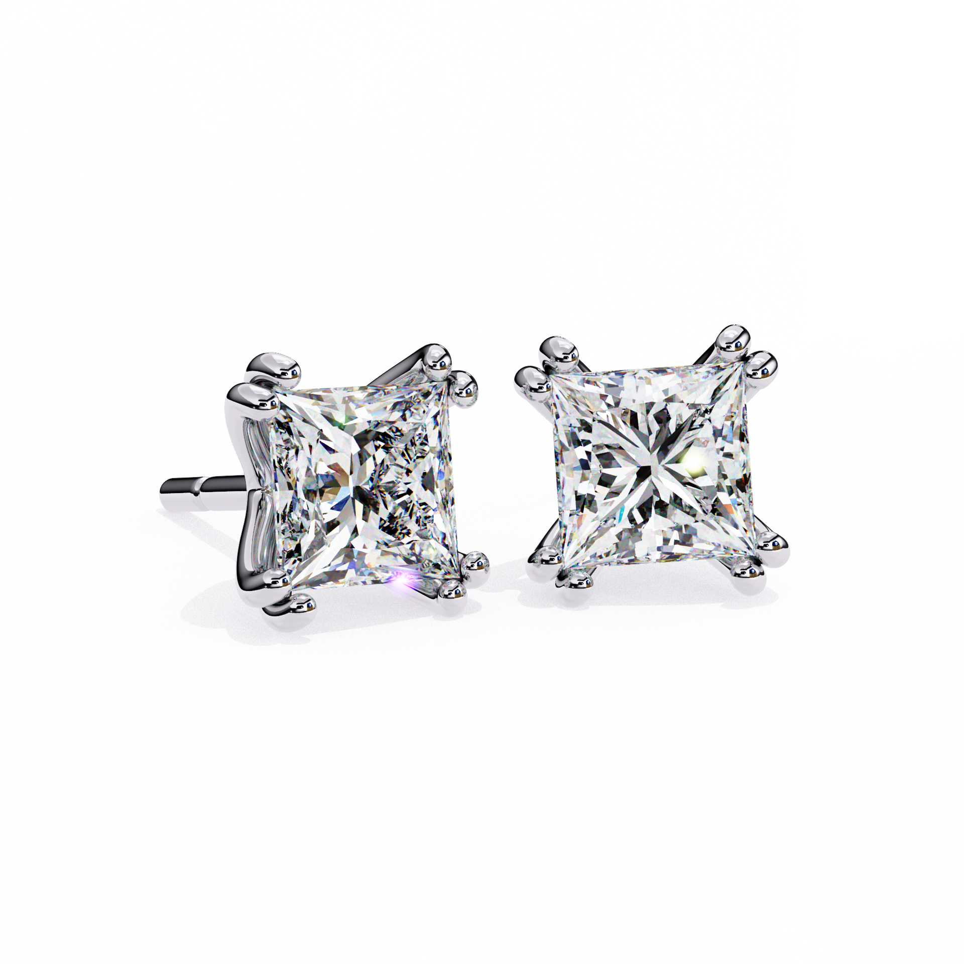 Princess-Cut Lab-grown Diamond Solitaire Studs in 10K White Gold