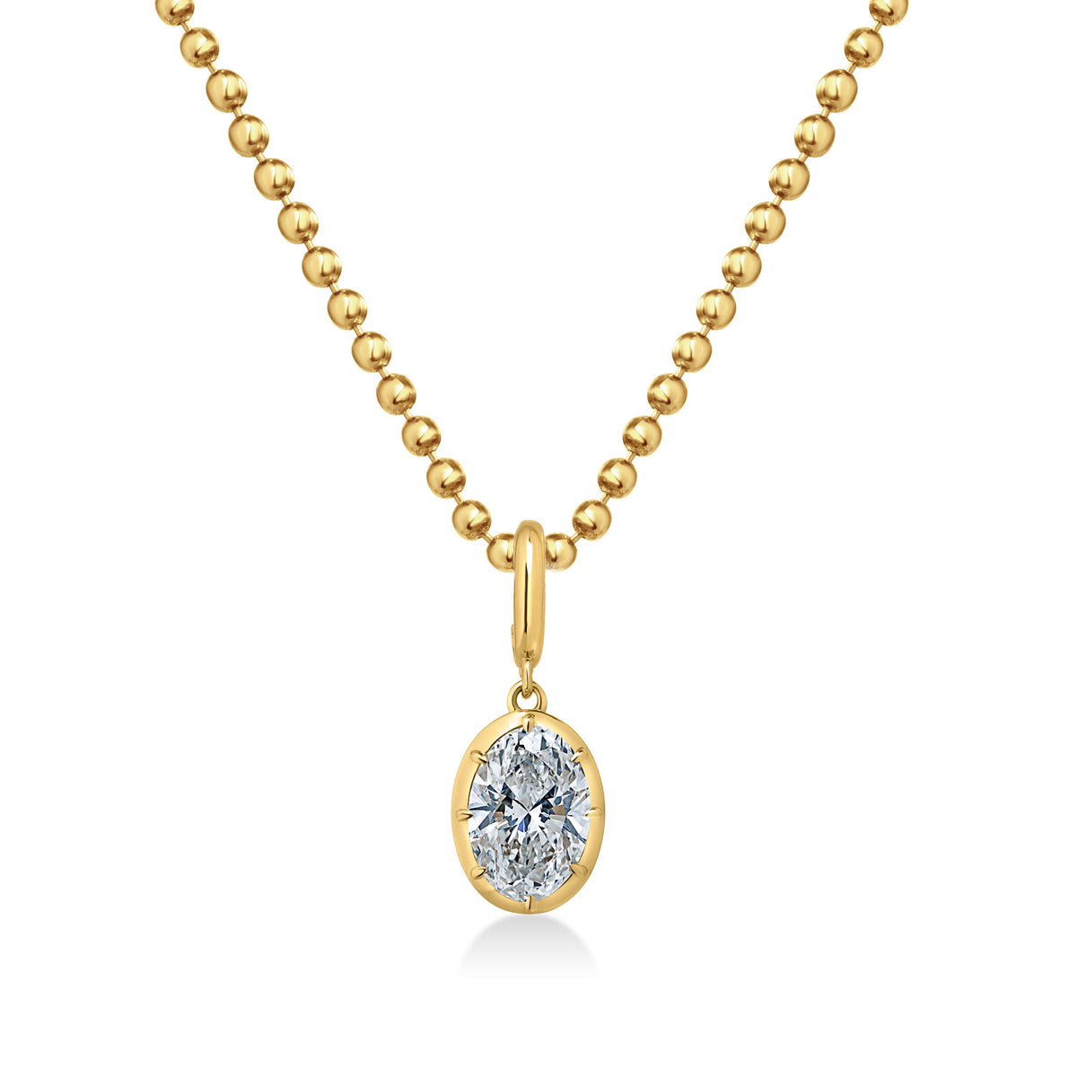 Georgian Oval Lab Diamond Ball Chain Necklace
