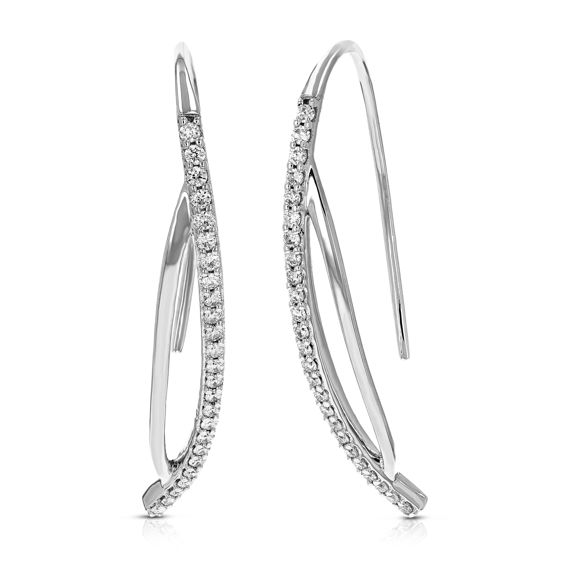 1/2 cttw 50 Stones Round Lab Grown Diamond Hoop Earrings 14K White Gold Prong Set 1/5 Inch