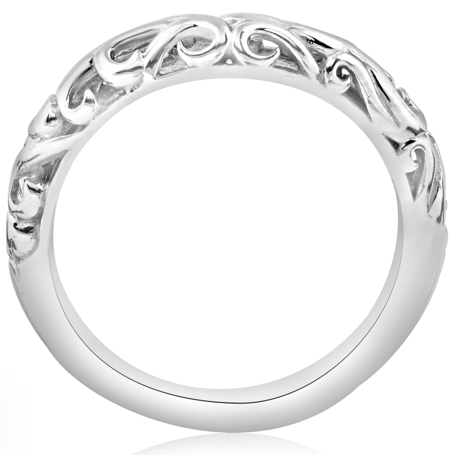 Vintage 3mm Wedding Band 14k White Gold