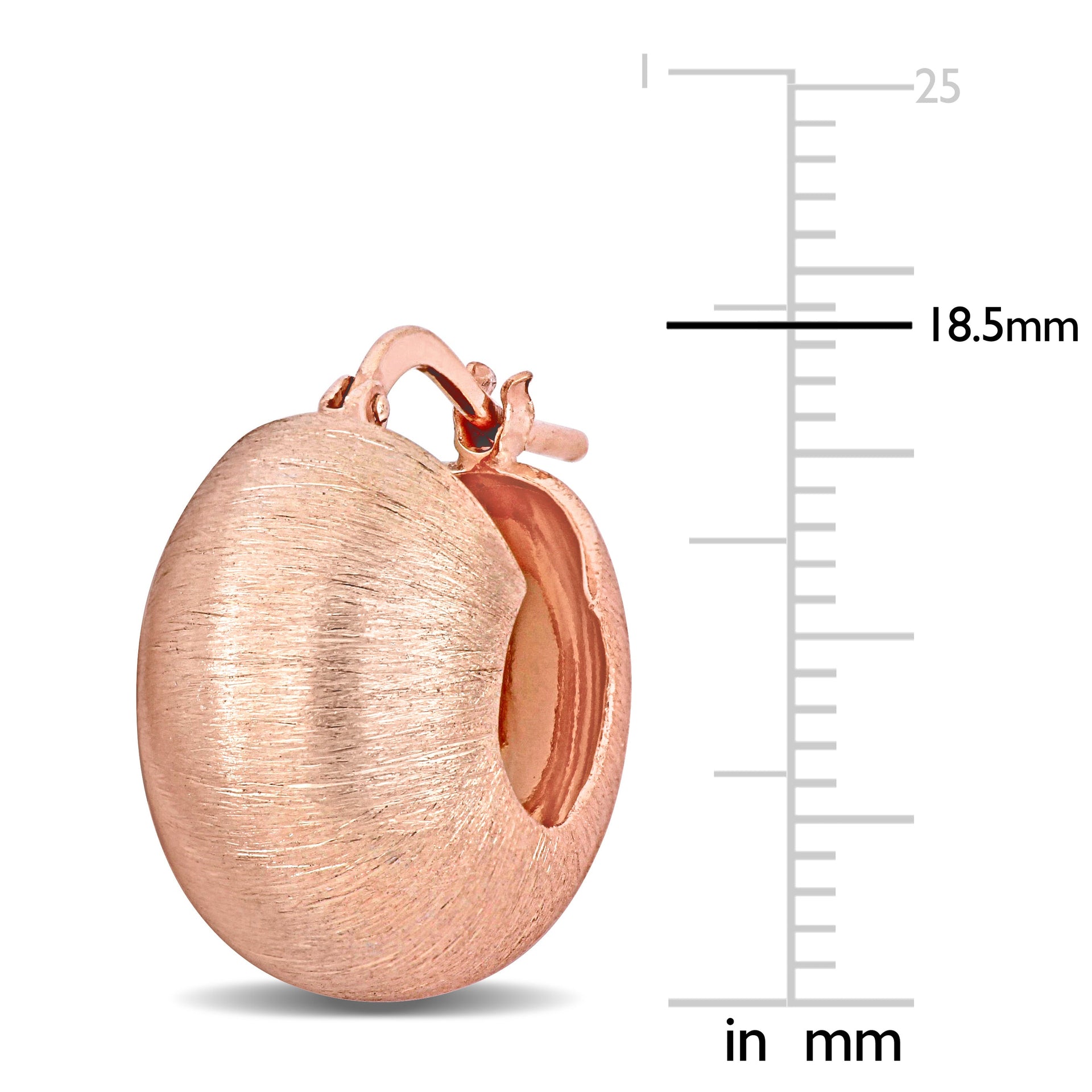 18.5 MM Dome Huggie Earrings in Rose Plated Sterling Silver