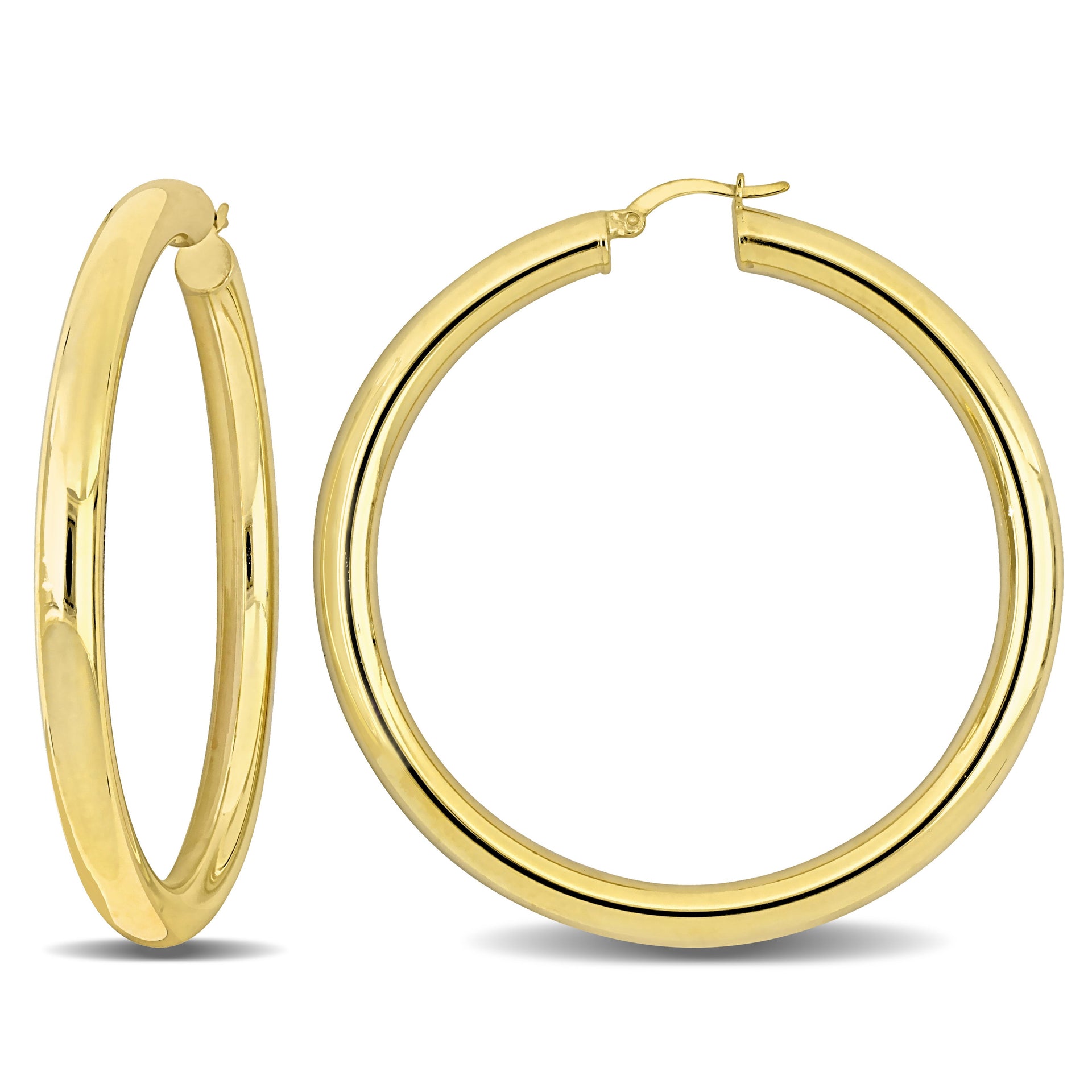 Mimi & Max 60x5mm Hoop Earrings in Yellow Plated Silver