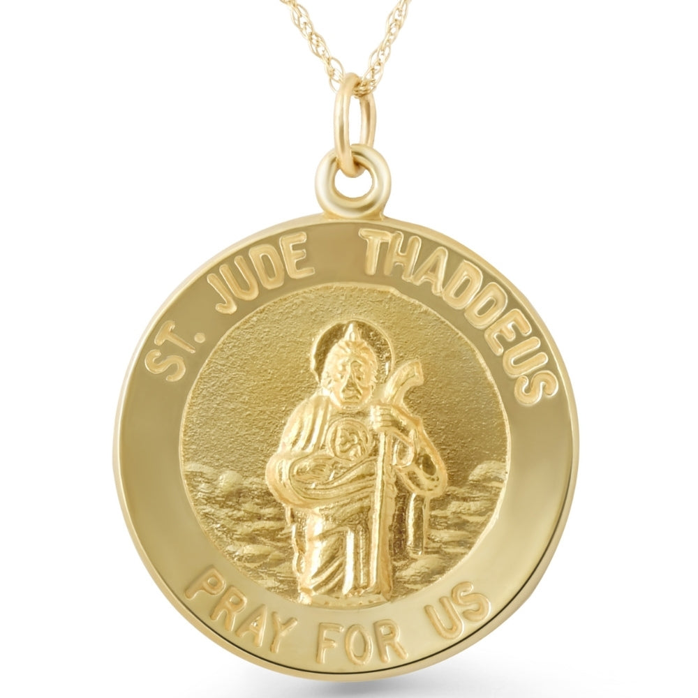 14k Yellow Gold St. Jude Thaddeus Medal Pendant 1' Tall 3.5 Grams
