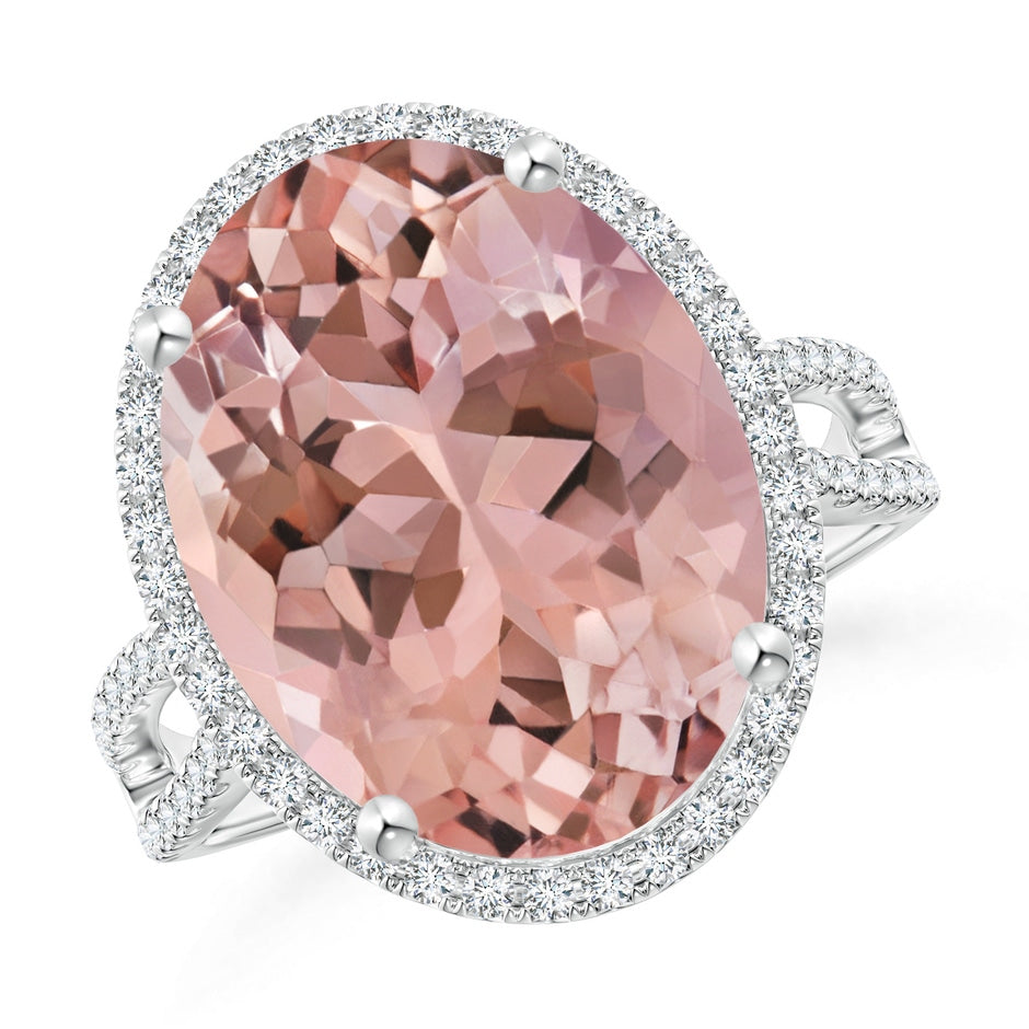 Oval Morganite Cocktail Ring with Diamond Halo