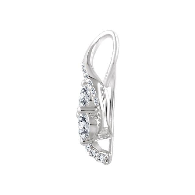 5/8 ct Two Stone Diamond Freeform Pendant 10k White Gold 5/8' Tall