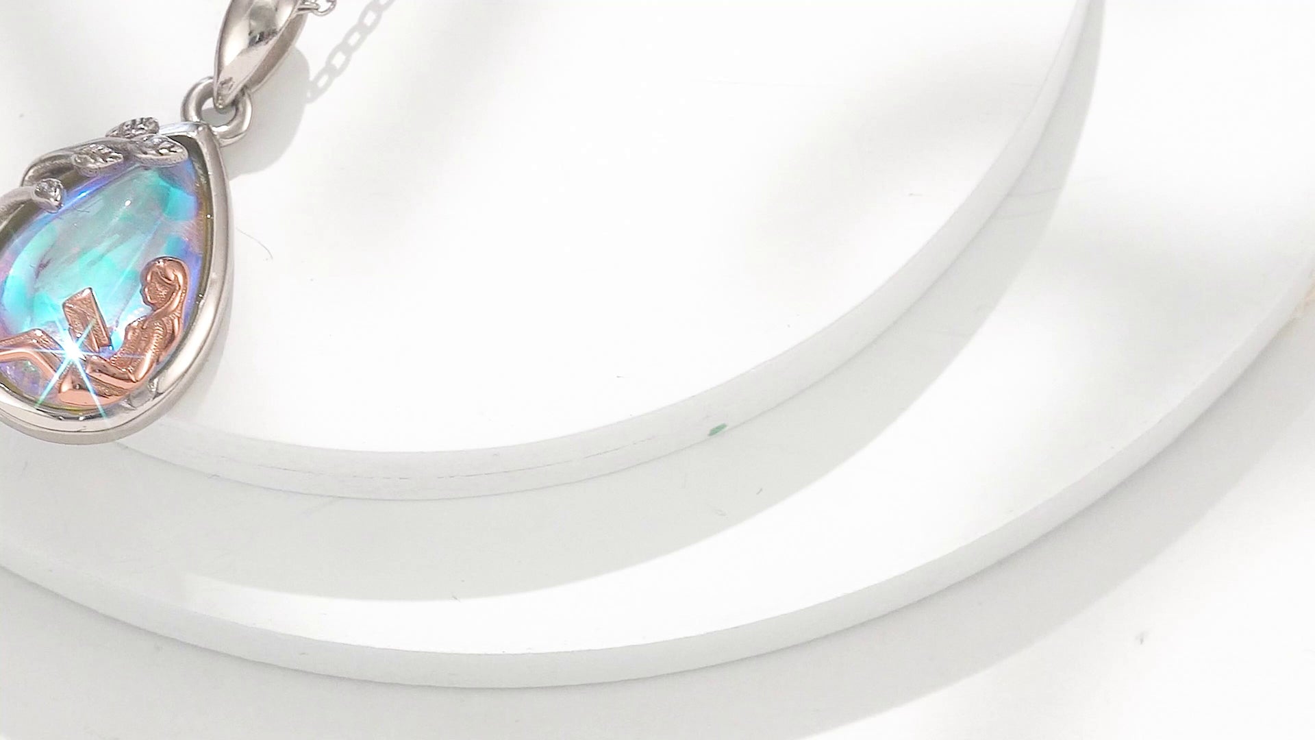 Sterling Silver Two-tone Moonstone Reading Girl Pendant Necklace