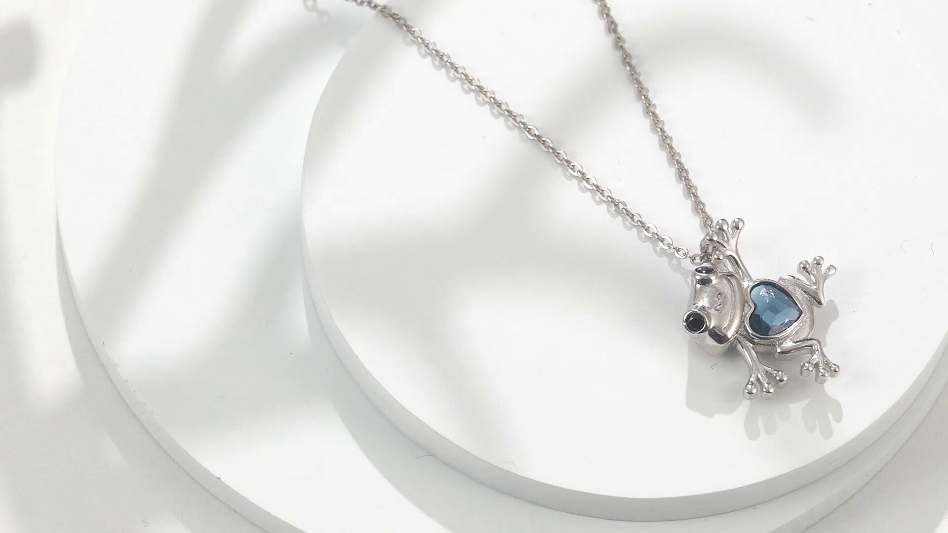 Sterling Silver Heart Shaped Crystal Frog Urn Necklace for Ashes
