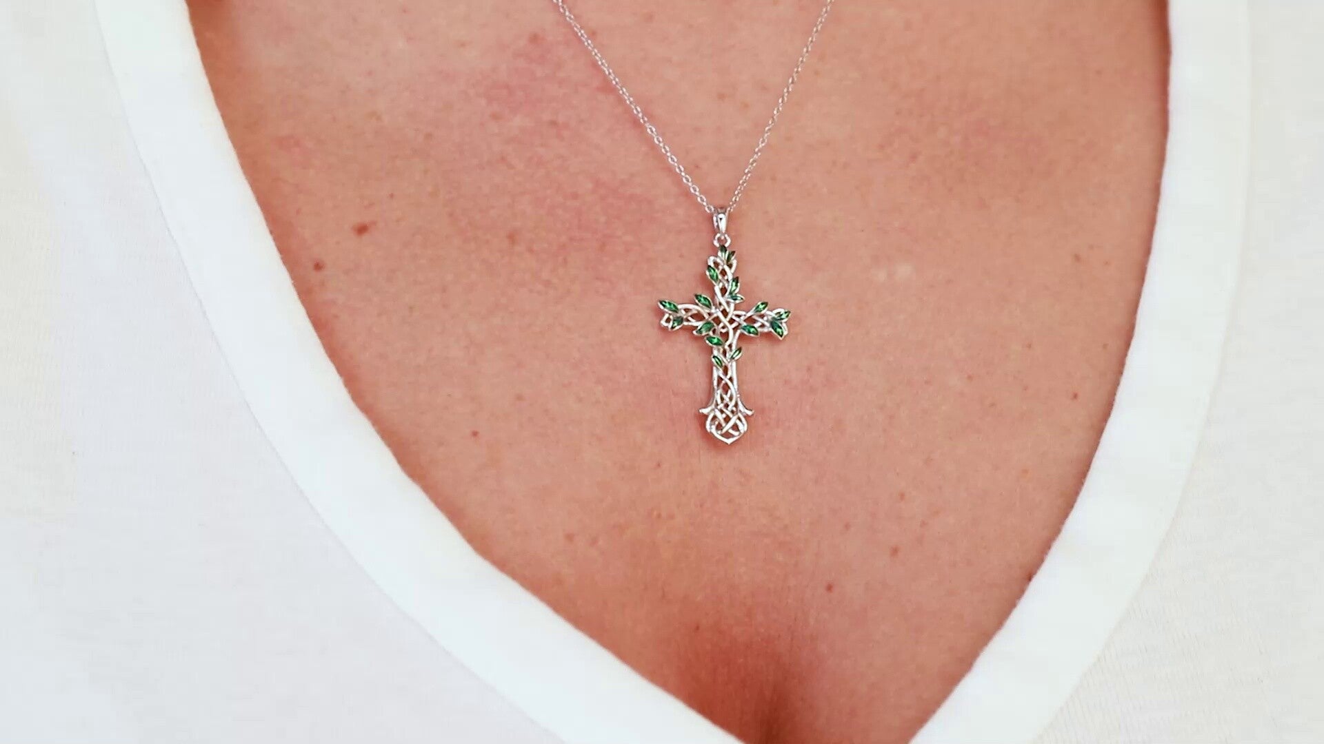 Sterling Silver Tree Of Life With Celtic Knot Cross Pendant Necklace For Women