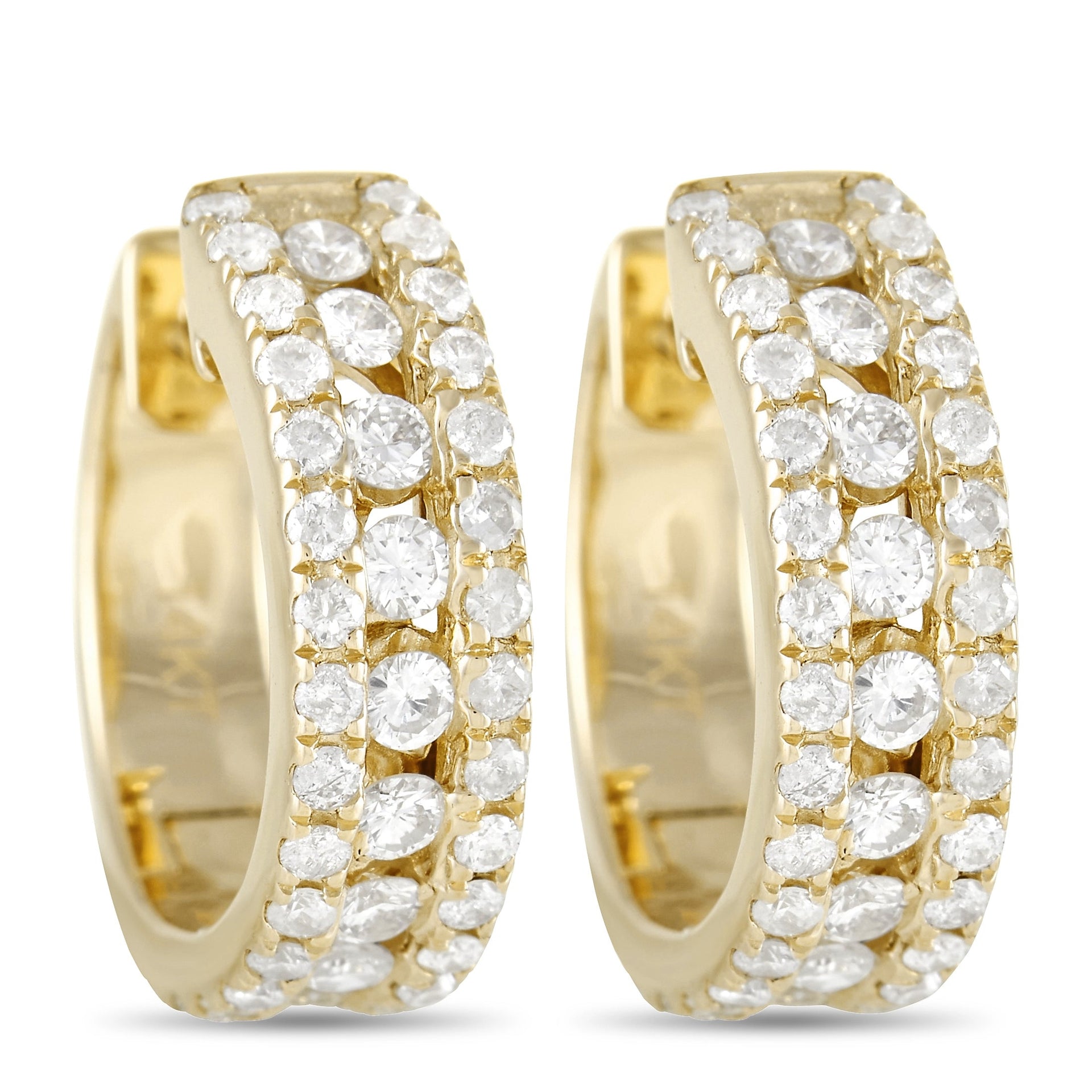 LB Exclusive 14K Yellow Gold 1.0ct Diamond Hoop Earrings