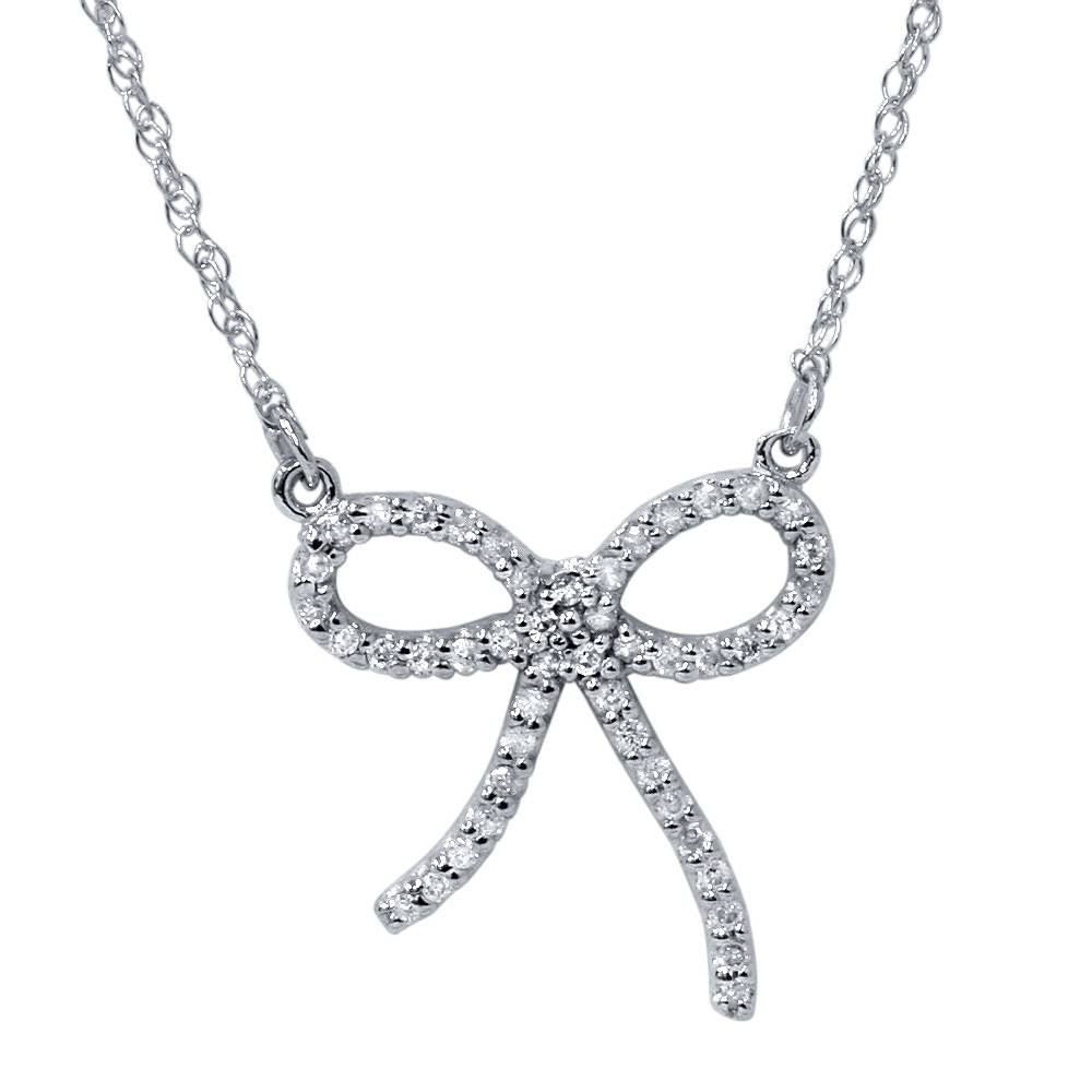 1/8 ct Petite Diamond Ribbon Pendant 14K White Gold