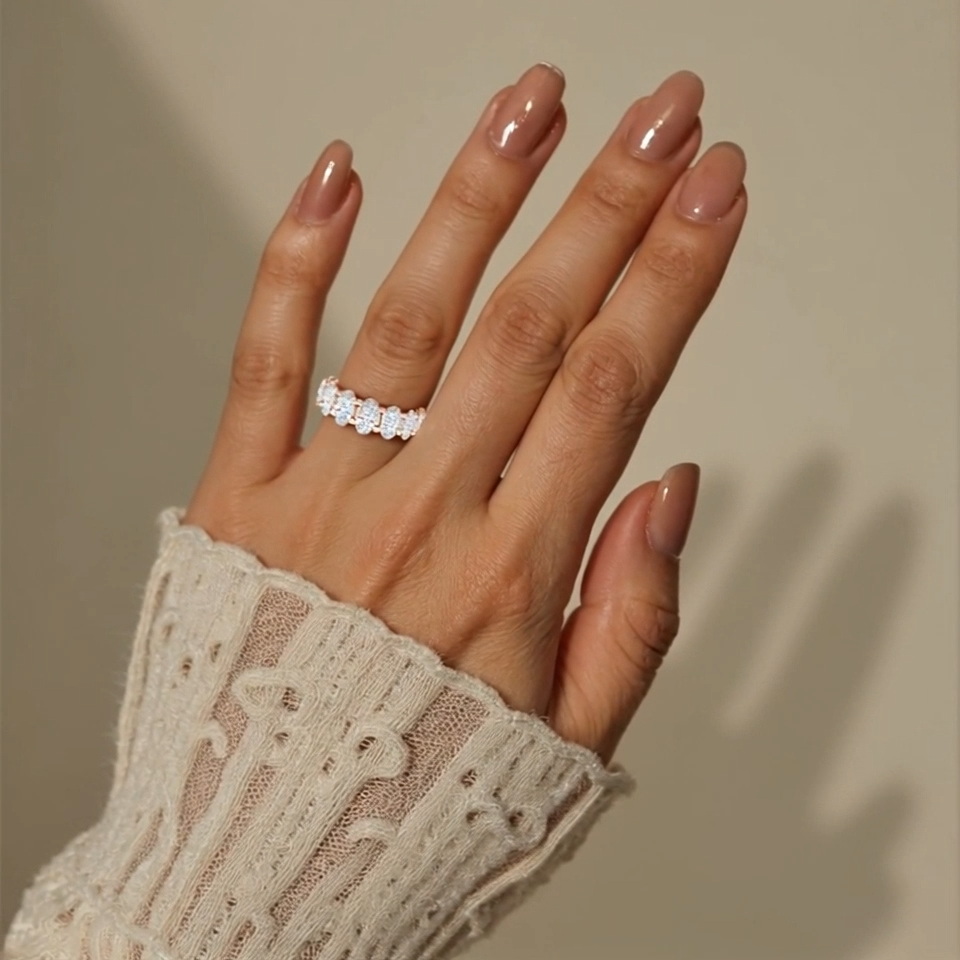 14K Rose Gold 3 CT. T.W Oval Cut Lab Created Diamond Wedding Ring D Color VVS1 Clarity 3EX IGI Certified