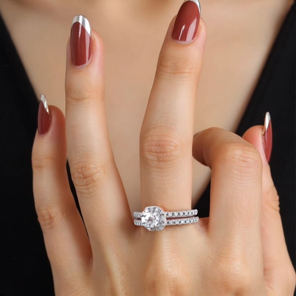 14K White Gold 1 to 3.5 CT. T.W Round Cut Lab Created Diamond Wedding Ring D VVS1-VS1 Clarity 3EX IGI Certified