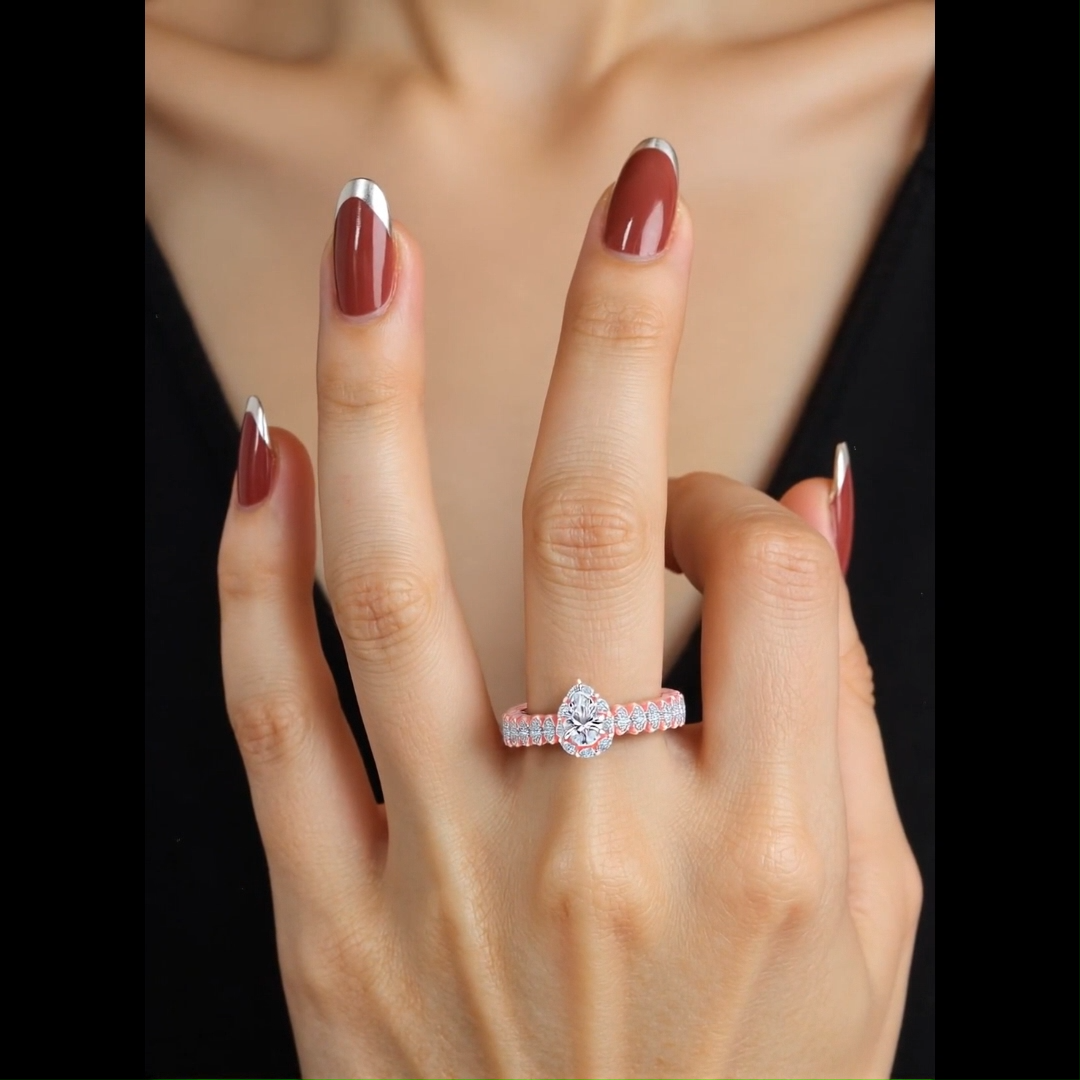 14K Rose Gold 1.25 to 3.75 CT.T.W. Pear Cut Lab Created Diamond Engagement Ring D-VVS1 Clarity 3EX IGI Certified