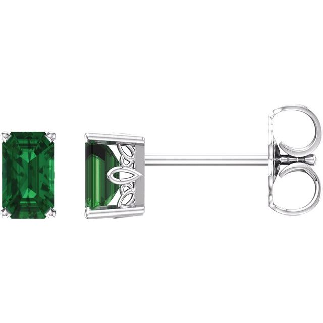 Emerald-Cut Lab-grown Diamond Earrings in 14K White Gold