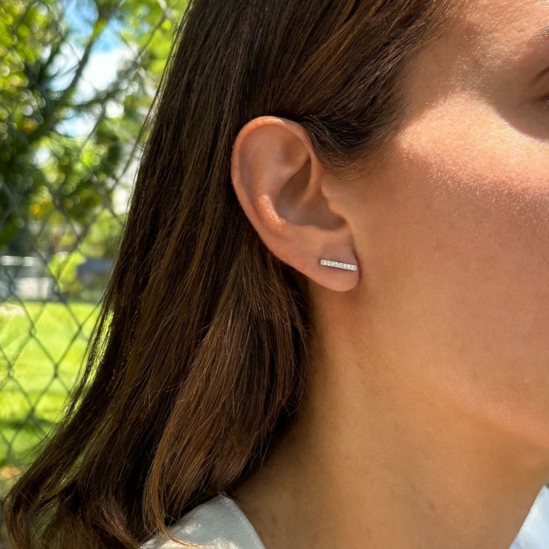 Adornia Swarovski Crystal Bar Studs Silver