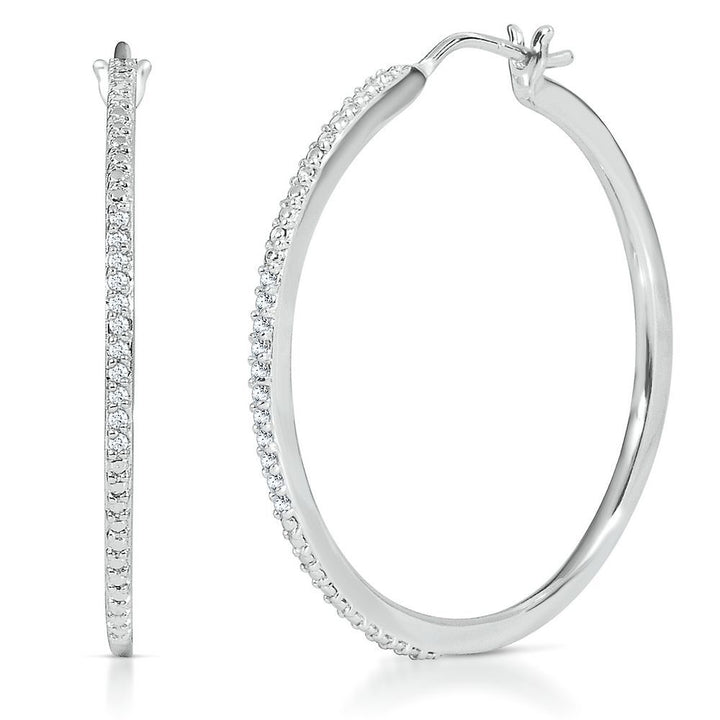 Diamond Hoop Earrings in Sterling Silver