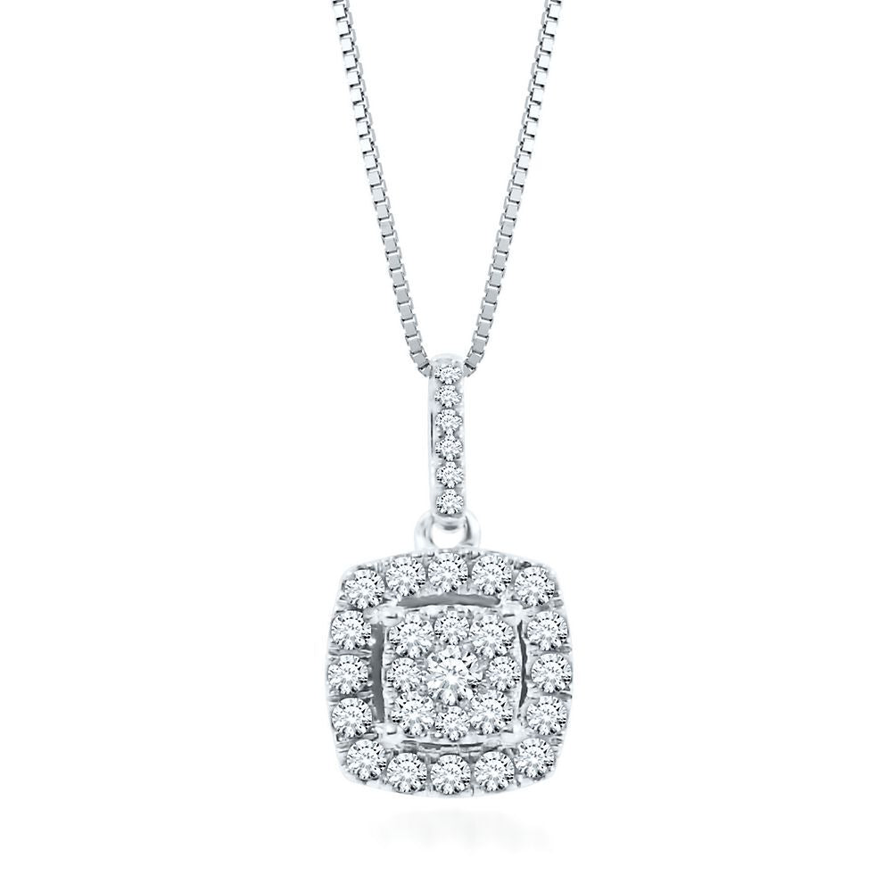 1/3 ct. tw. Diamond Cluster Pendant in 14K White Gold