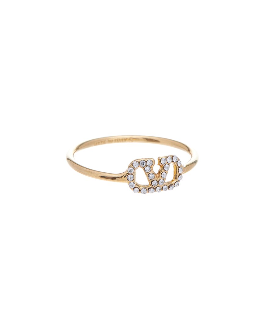Valentino Crystal V Logo Signature Ring