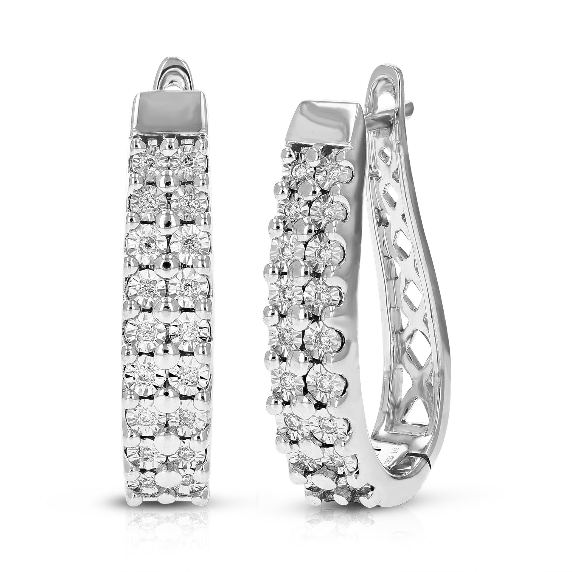 1/6 cttw Round Cut Lab Grown Diamond Hoop Earrings in .925 Sterling Silver Prong Set 3/4 Inch