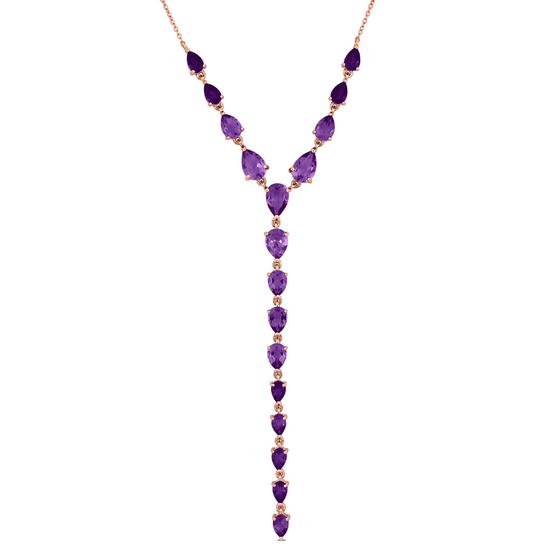 Mimi & Max 9 1/2 CT TGW Pear-Cut Amethyst Lariat Necklace in Sterling Silver-18 in + 2 ext.