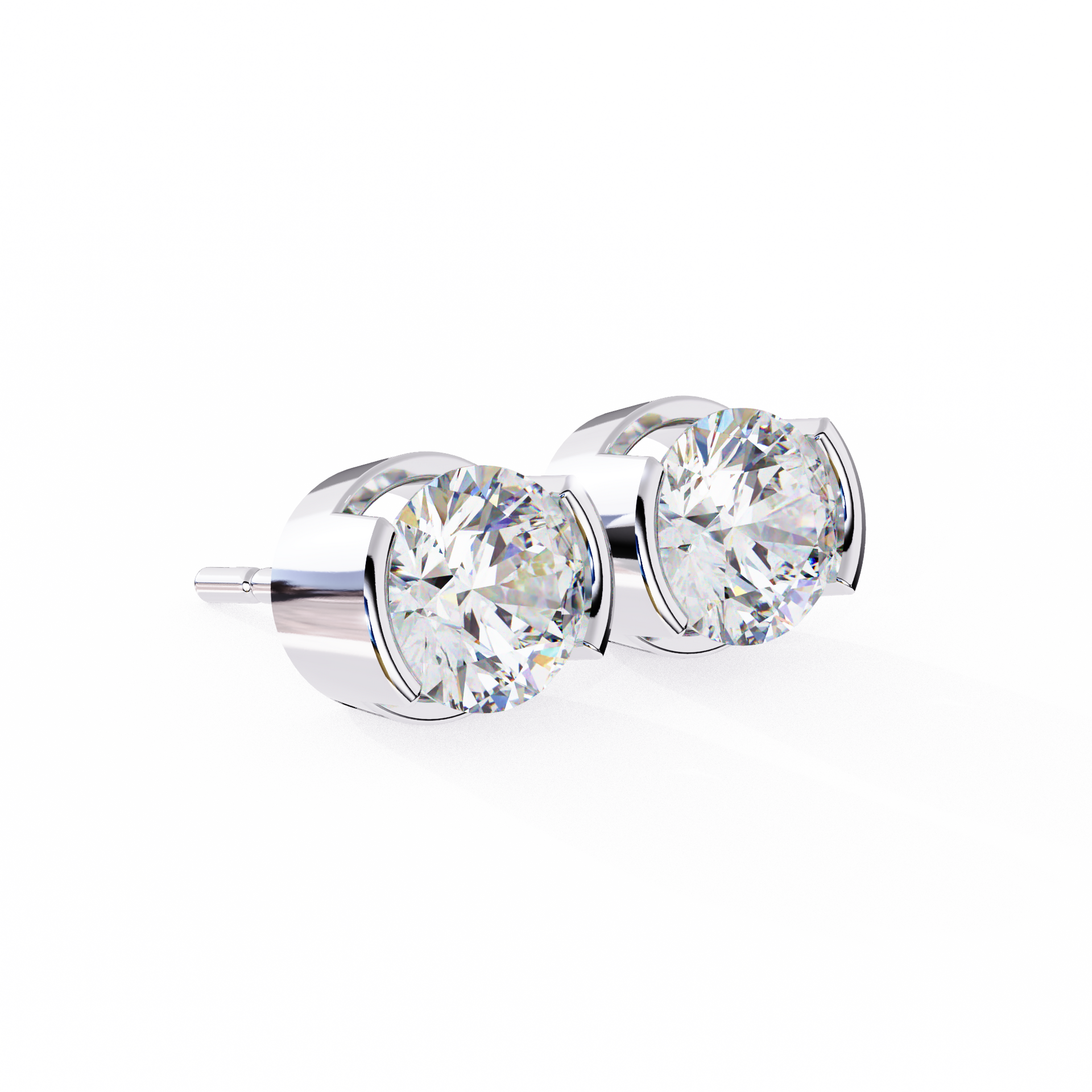 Round-Cut Lab-grown Diamond Antique Studs in 10K White Gold