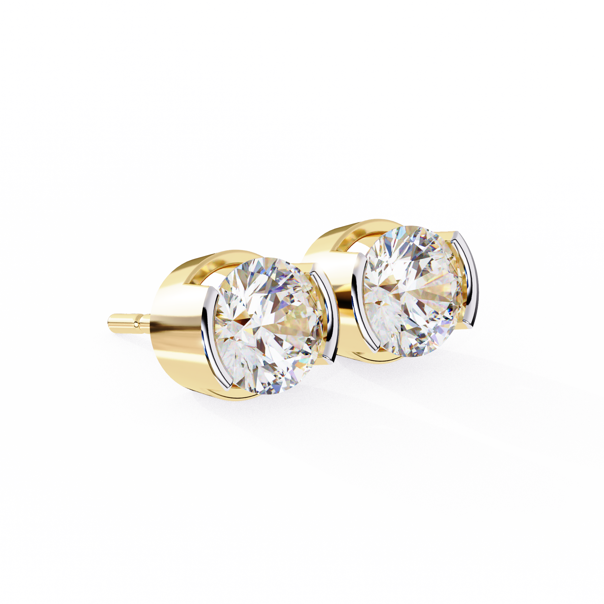 Round-Cut Lab-grown Diamond Antique Studs in 10K White Gold