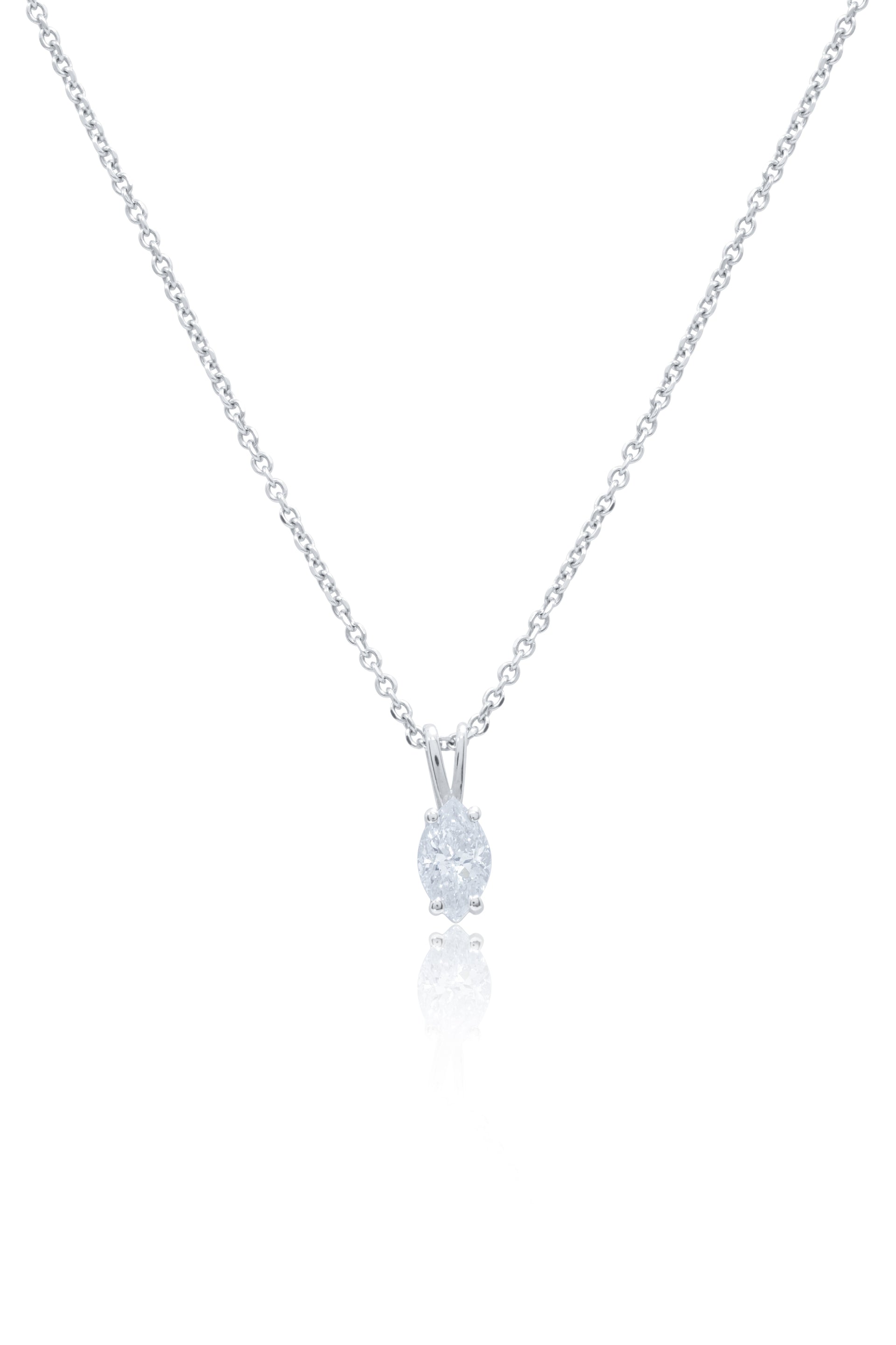 14kt white gold diamond pendant with one 0.55 cts tw marquise diamond