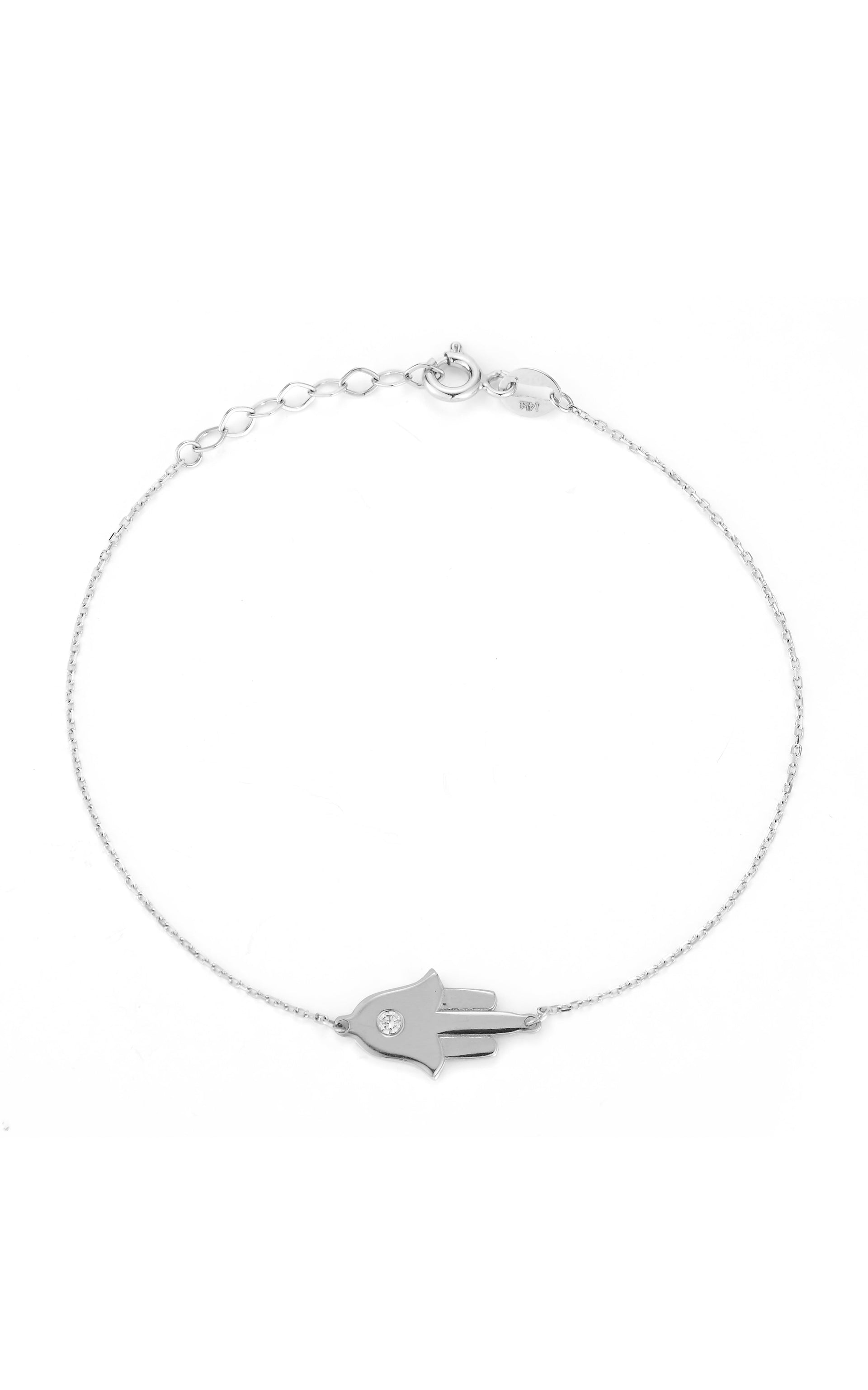 14K White Gold & Diamond Hamsa Bracelet
