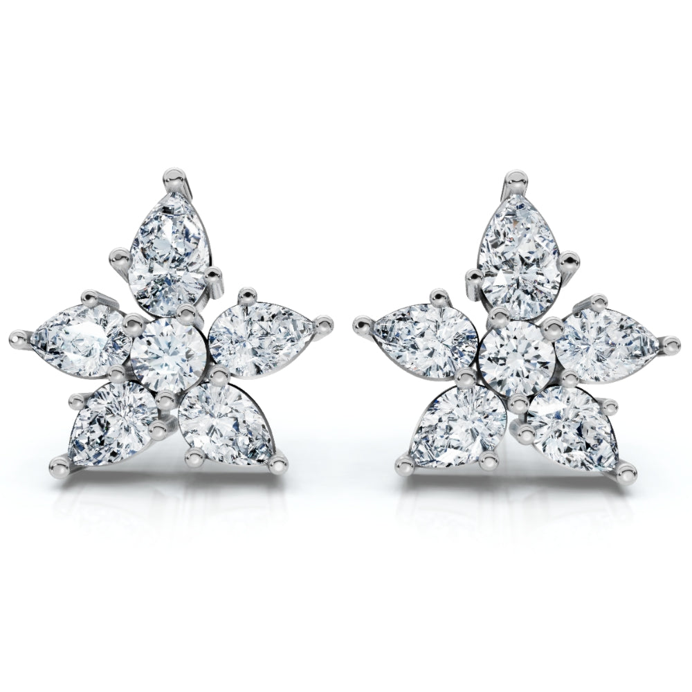 2ct Pear Shape Cluster Diamond Earrings 14k Gold Lab Grown Women's