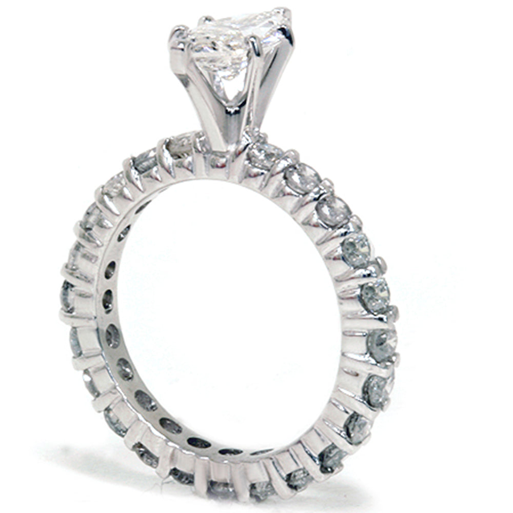 2 1/2 CT Marquise Enhanced Diamond Engagement Eternity Ring 14K White Gold