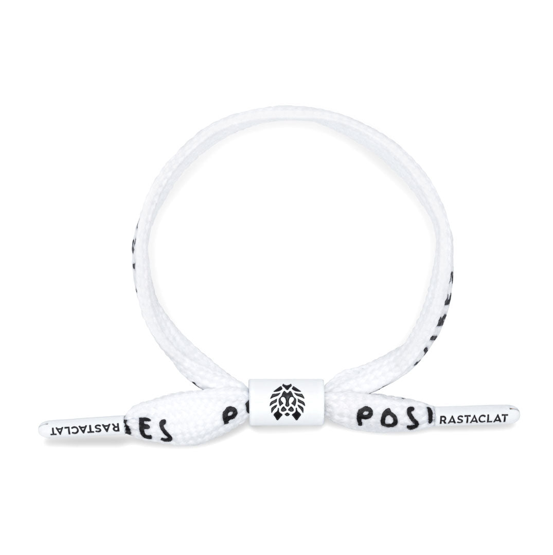 Rastaclat Original Hand Assembled White Positive Vibes Adjustable Single Lace Bracelet