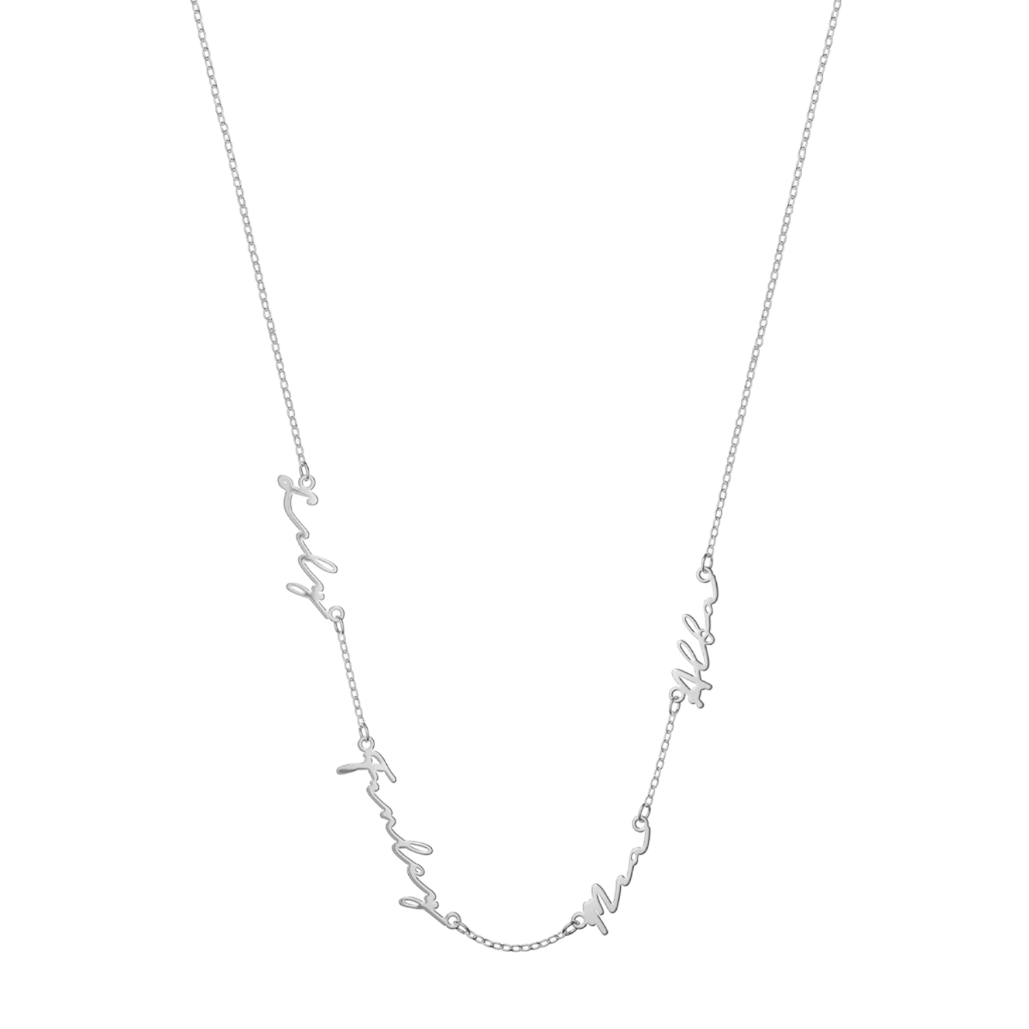 Multi Signature Name Necklace (Silver)