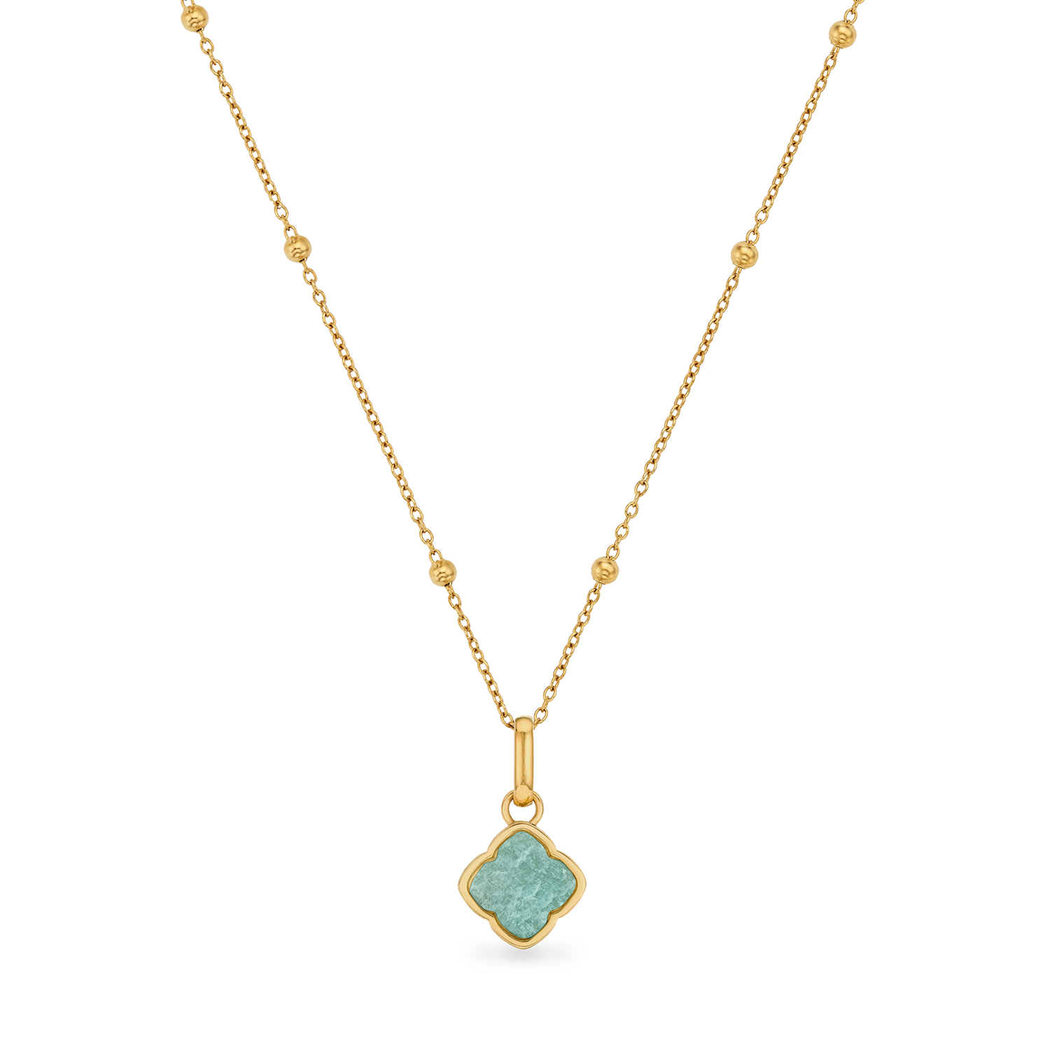Amazonite Clover Necklace (Gold)
