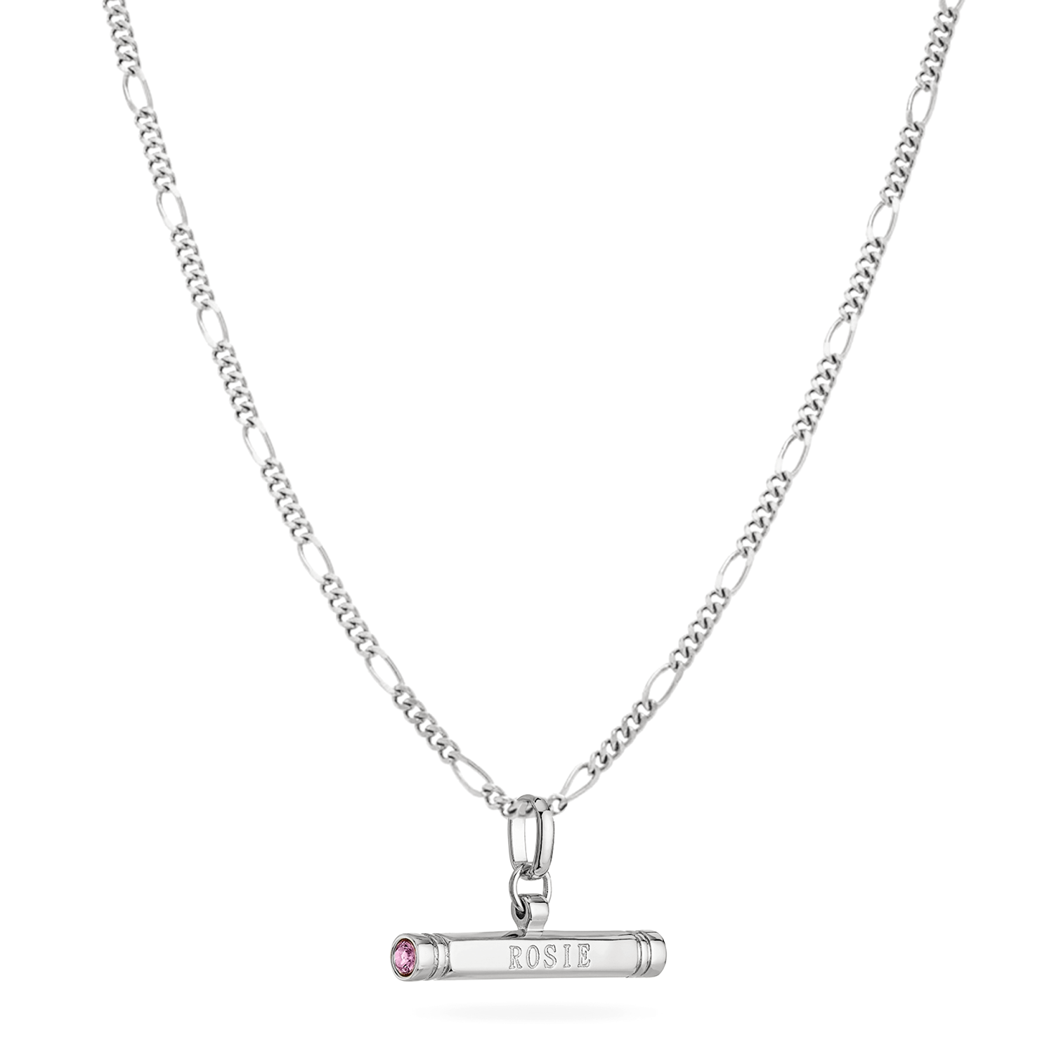 Custom Stamped T-Bar Necklace (Silver)