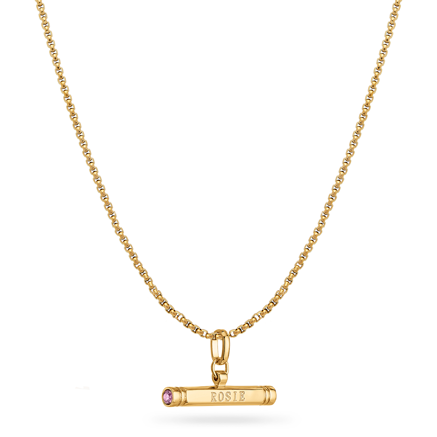 Custom Stamped T-Bar Necklace (Gold)