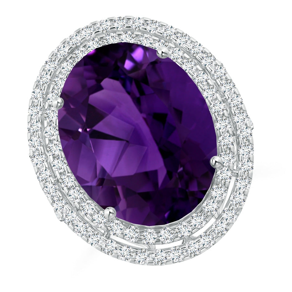 GIA Certified Amethyst Double Halo Cocktail Ring