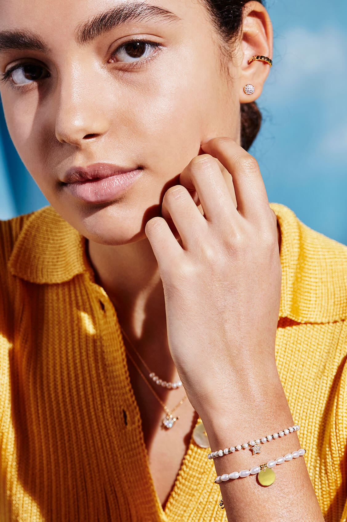 Pearl and Disc Charm Sienna Bracelet