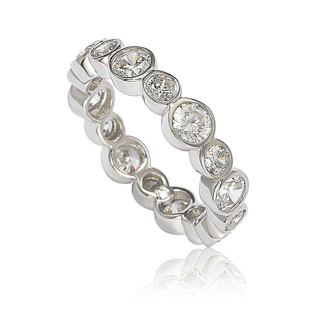 Suzy Levian Sterling Silver Cubic Zirconia Multi Circle Bezel Set Eternity Band