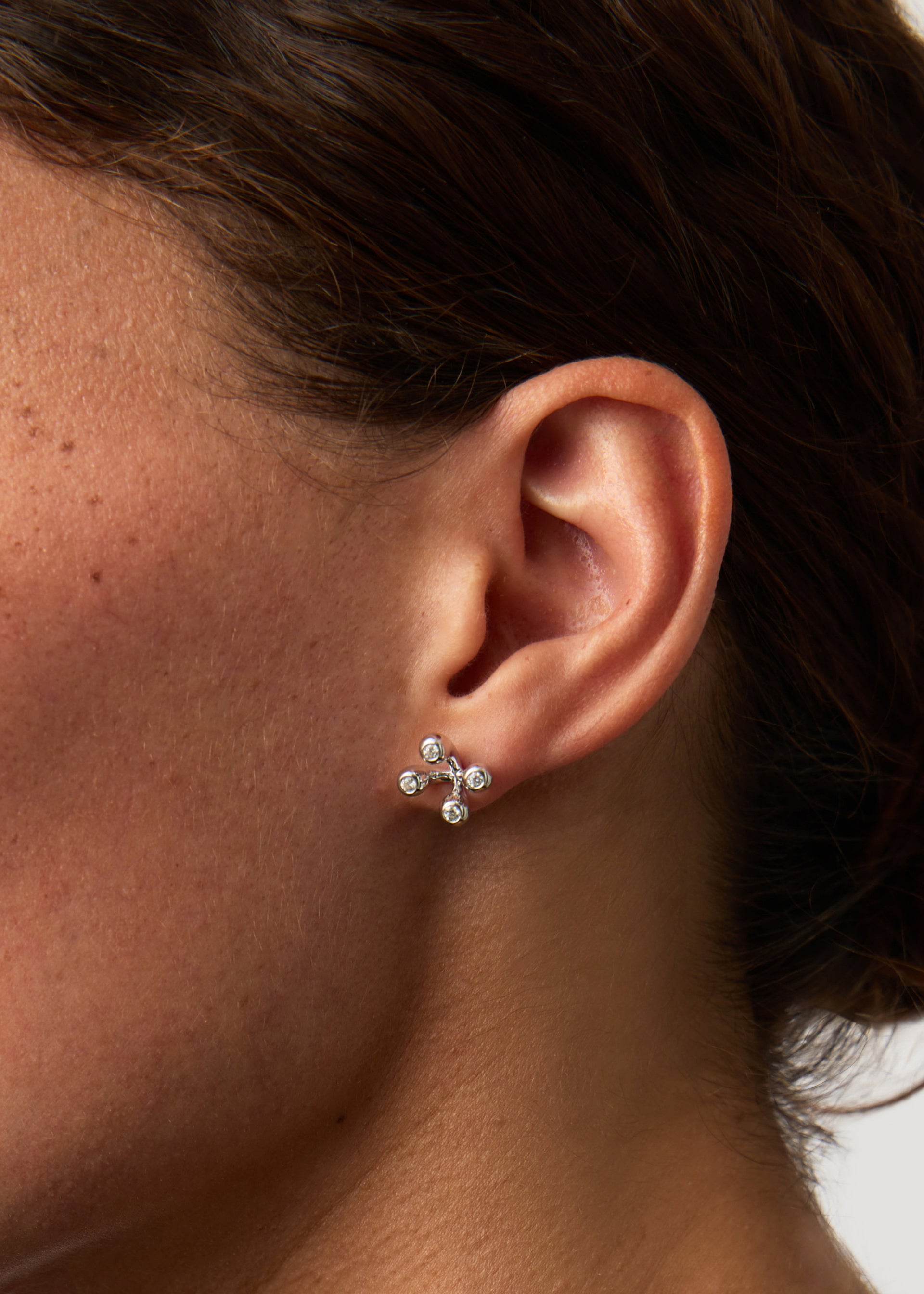 X The Flag Twins Atom sterling silver stud earrings