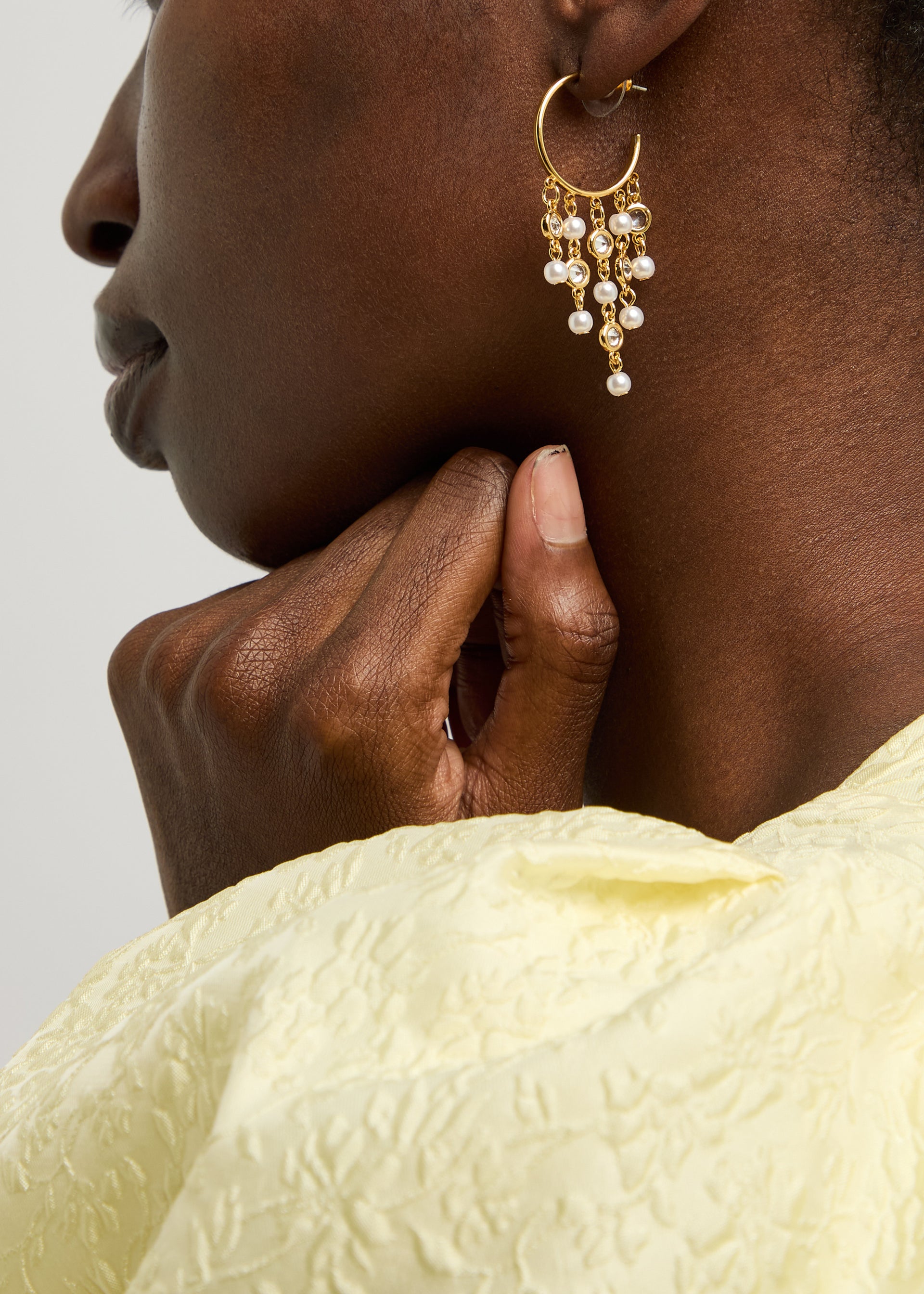 Fringe-embellished hoop earrings