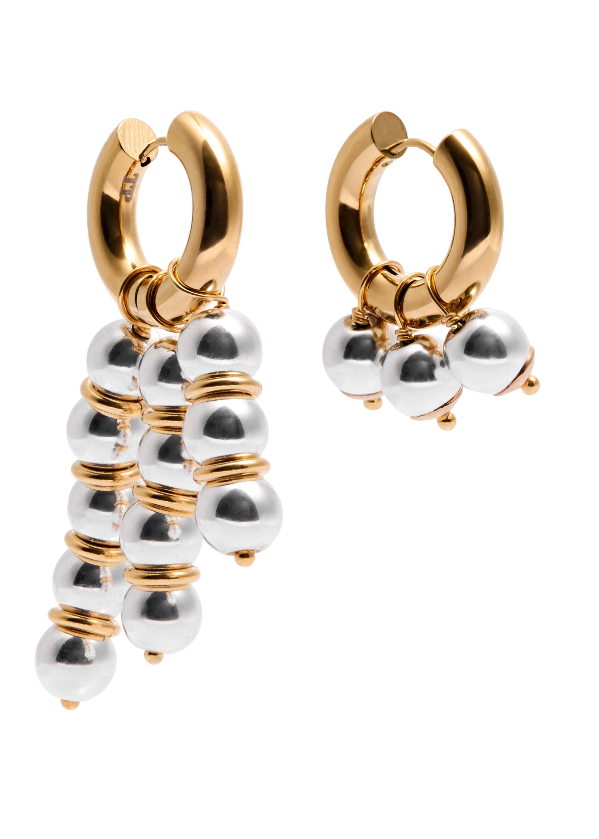 Mismatched 24kt gold-plated hoop earrings