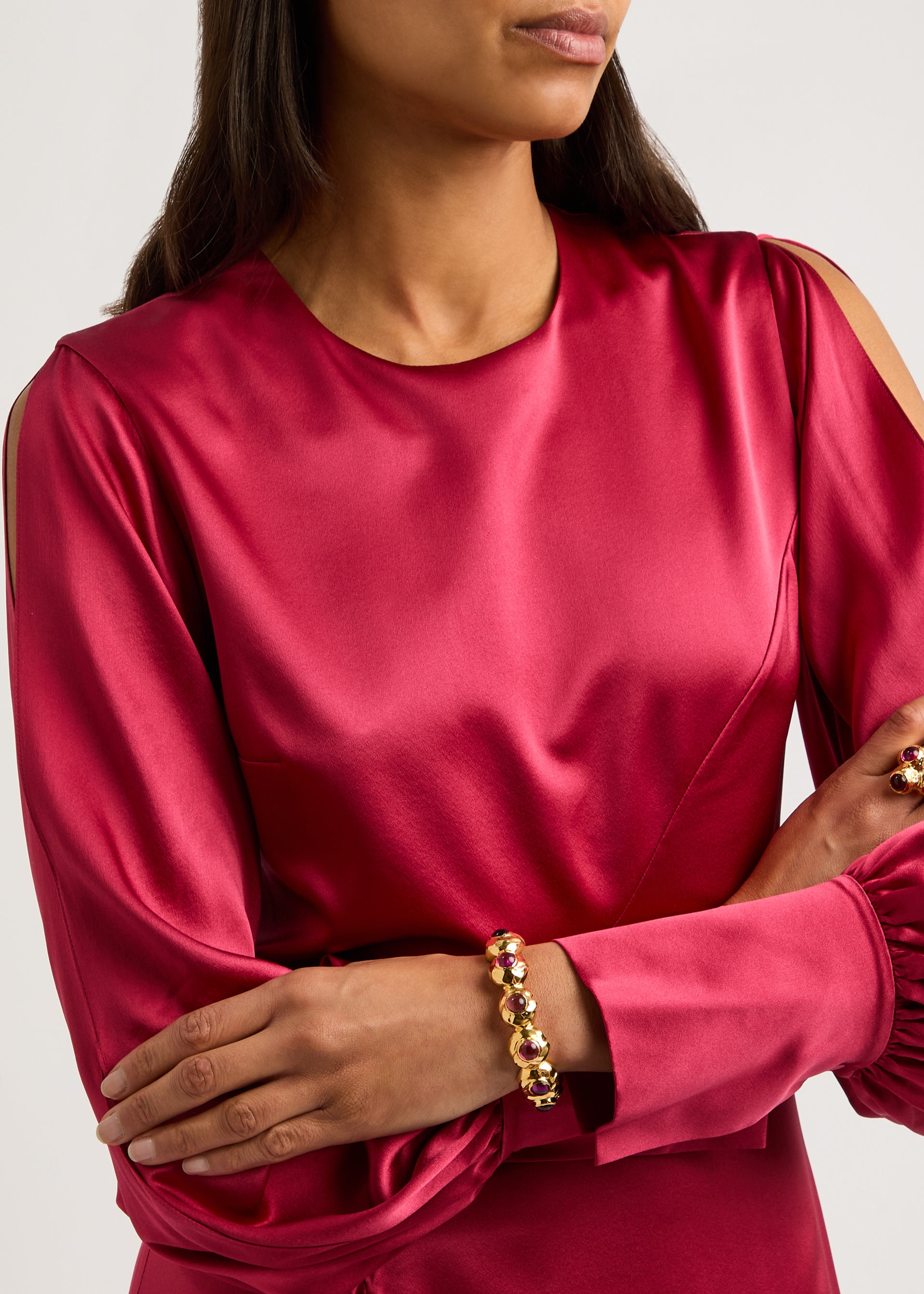 Wave crystal-embellished 18kt gold-plated cuff