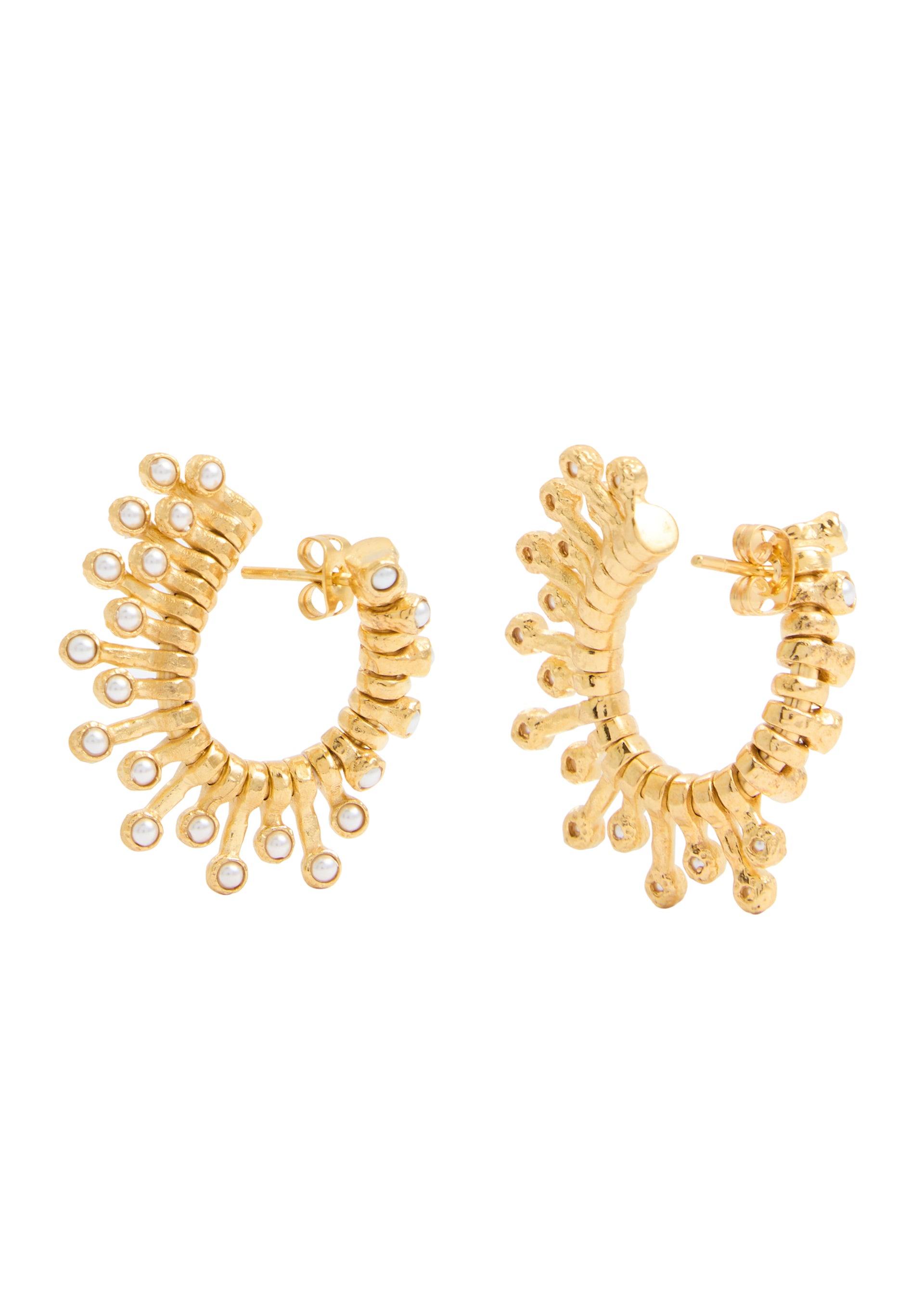 Wave pearl-embellished 18kt gold-plated earrings