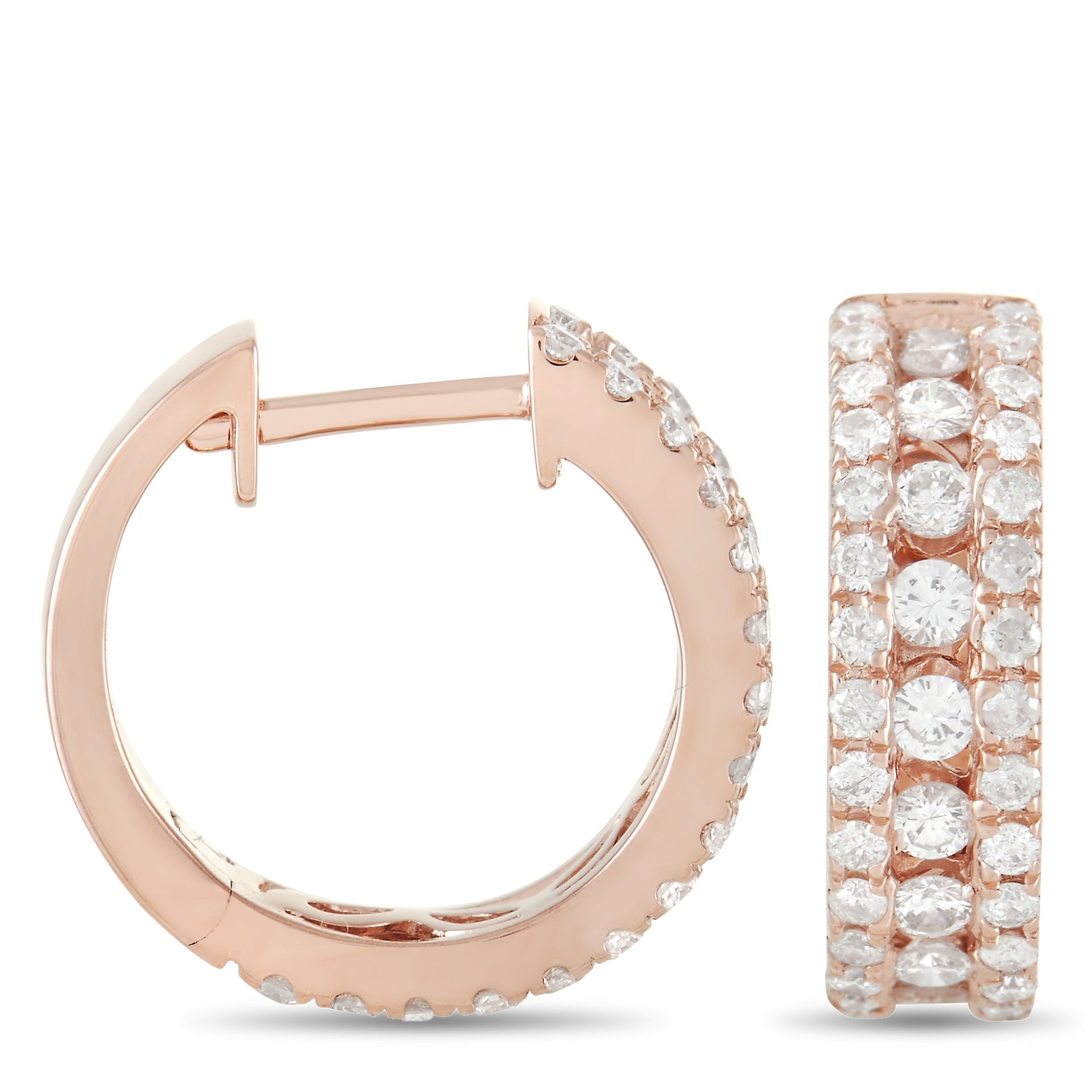 LB Exclusive 14K Rose Gold 1.0ct Diamond Hoop Earrings