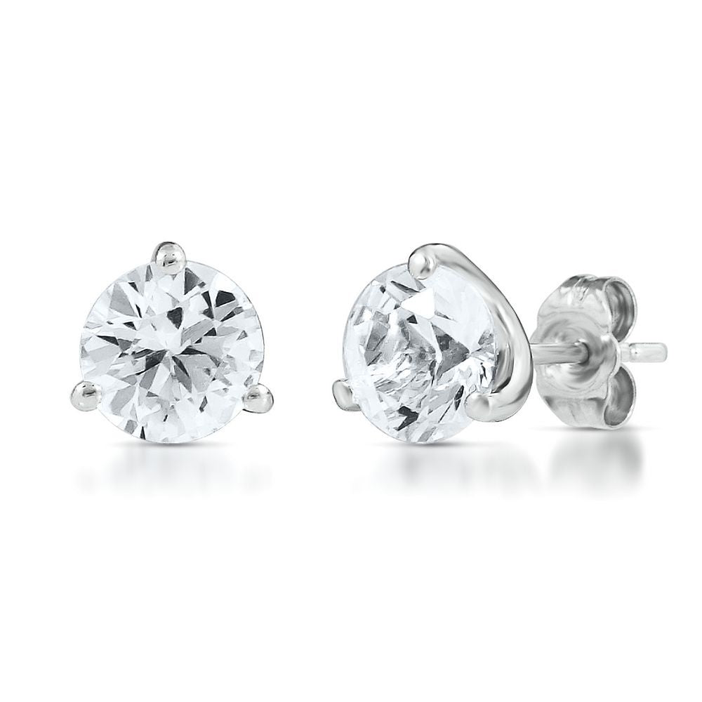 White Sapphire Stud Earrings in Sterling Silver