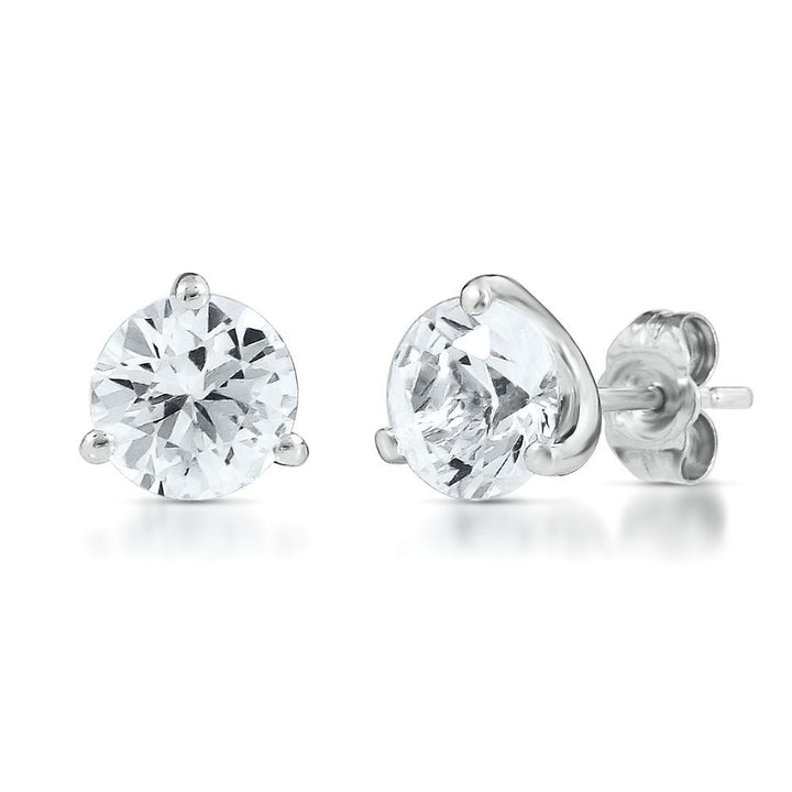 White Sapphire Stud Earrings in Sterling Silver
