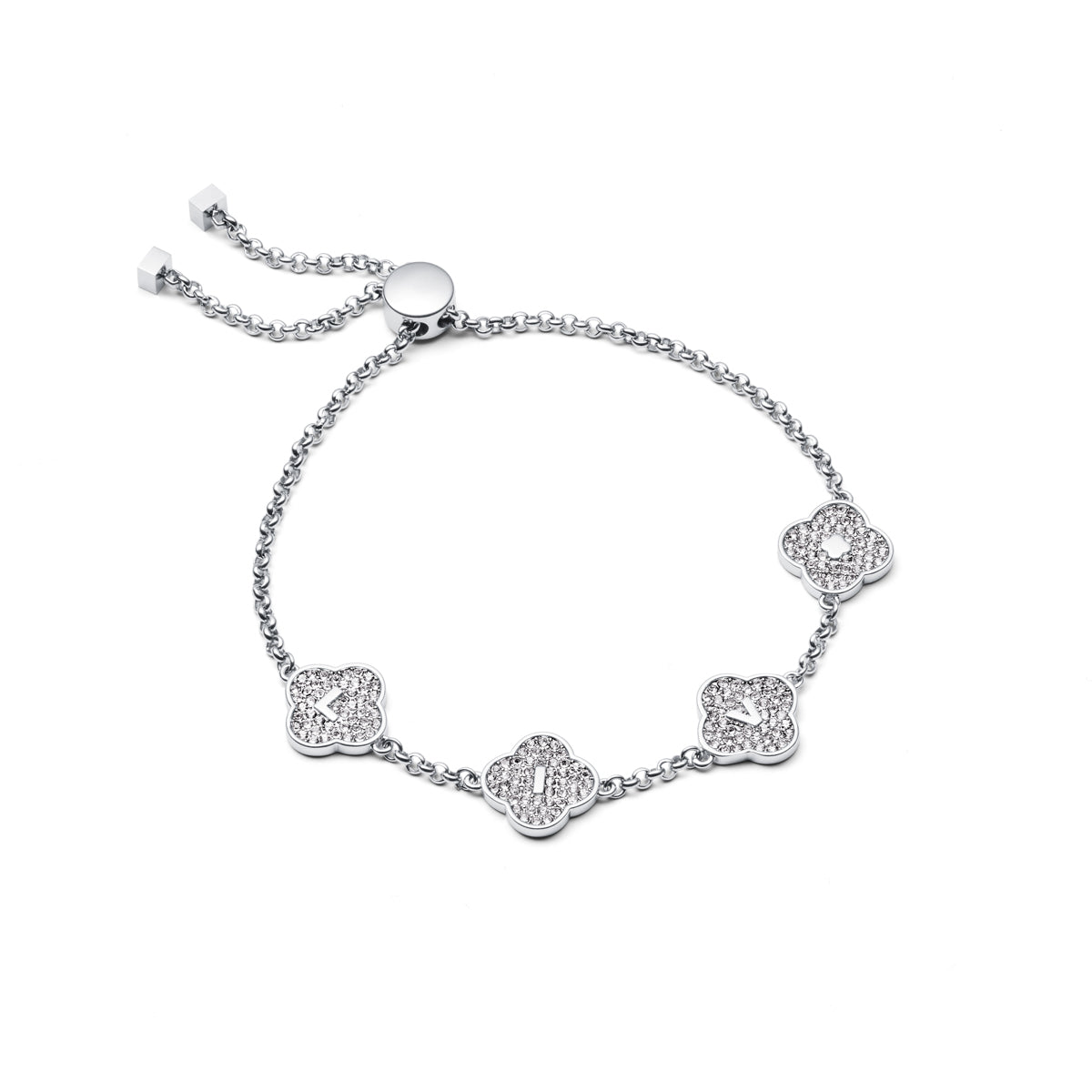 Shimmer Pavé Clover Bracelet (Silver)