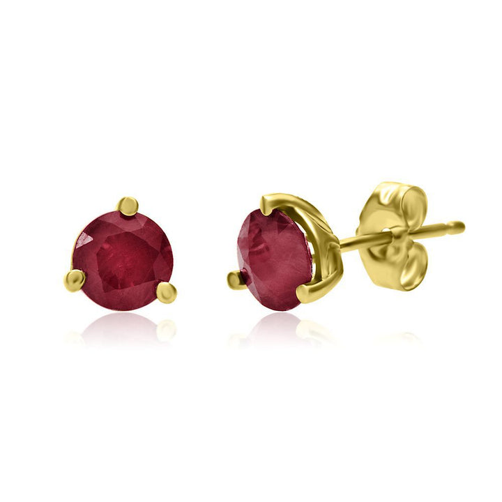 Ruby Stud Earrings in 10K Yellow Gold