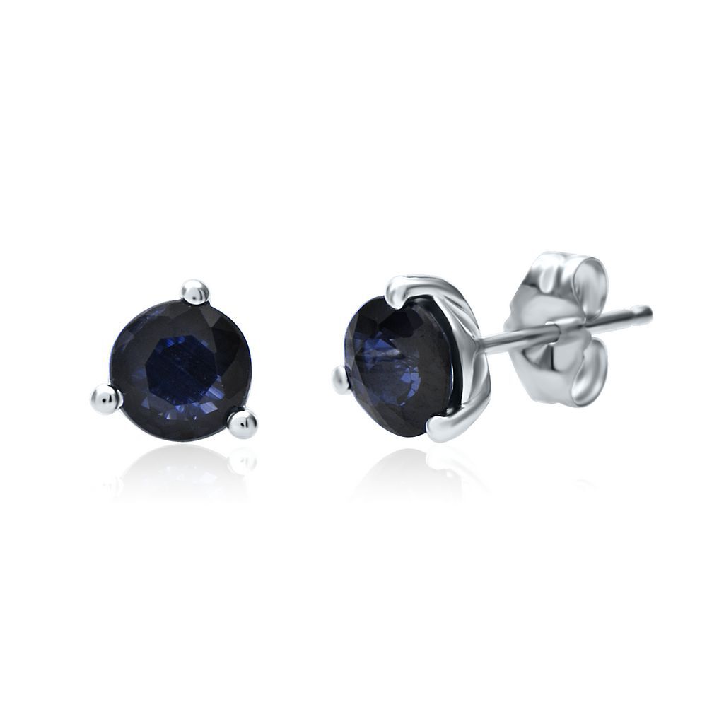Blue Sapphire Earrings in 10K White Gold